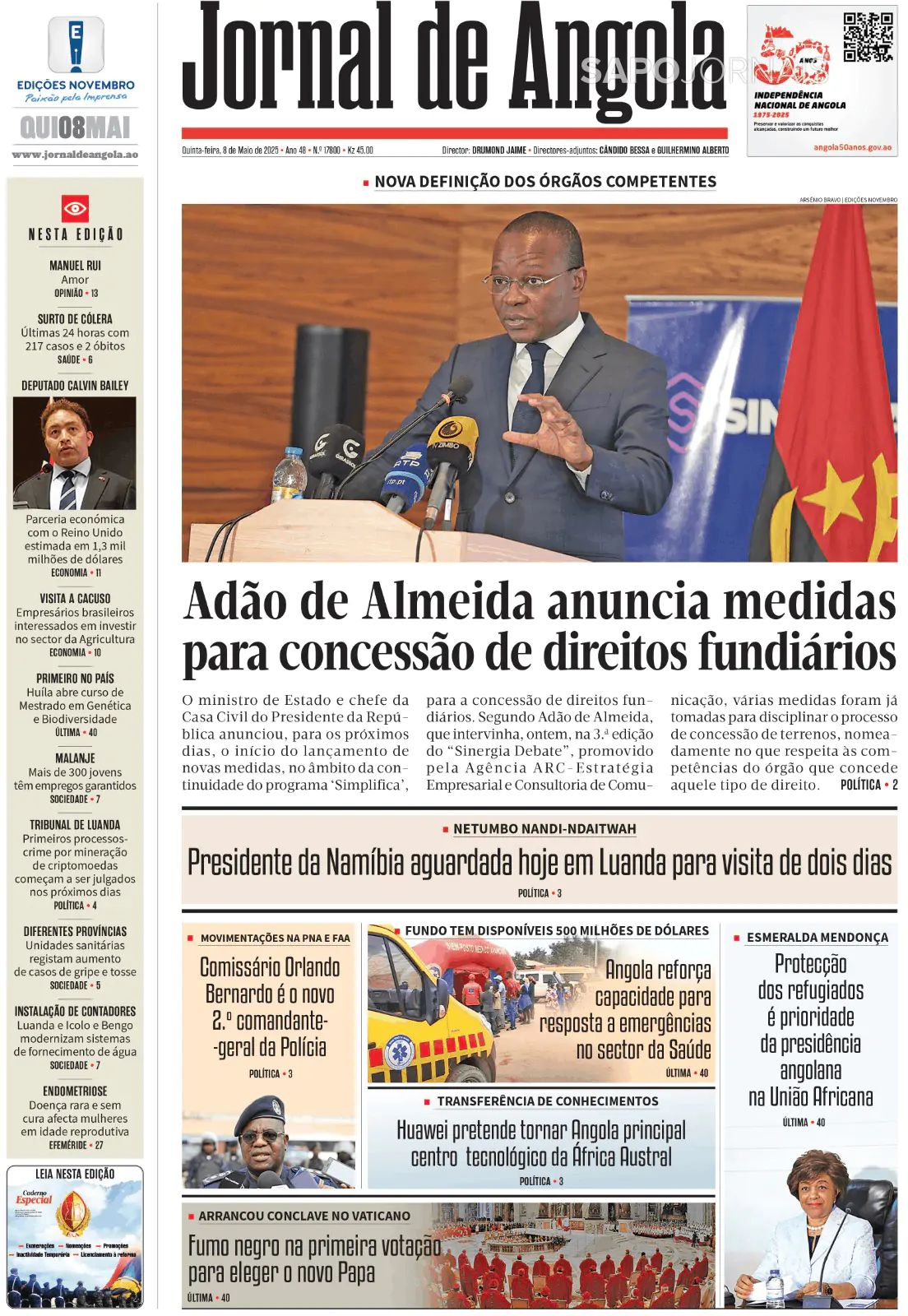 Capa Jornal de Angola