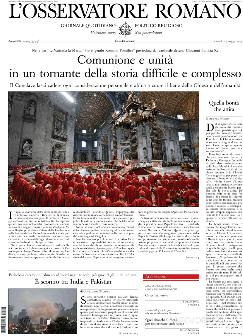 Capa L'Osservatore Romano