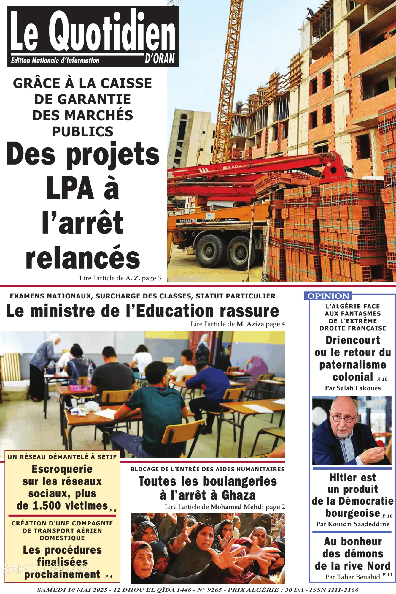 Capa Le Quotidien D’Oran