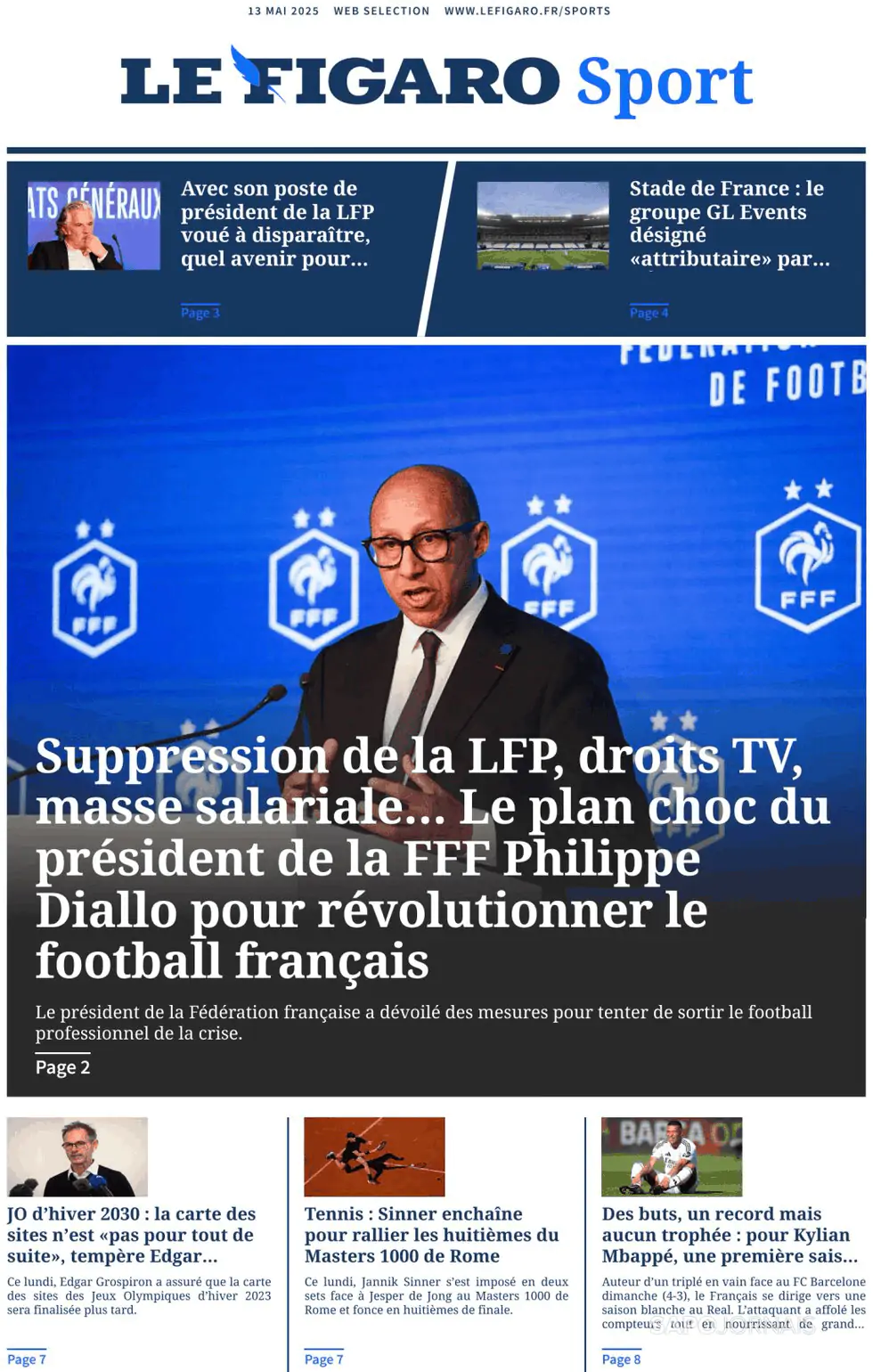 Capa Le Figaro Sport