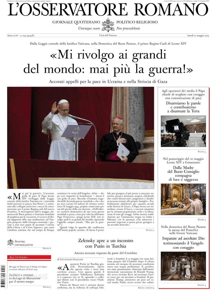 Capa L'Osservatore Romano