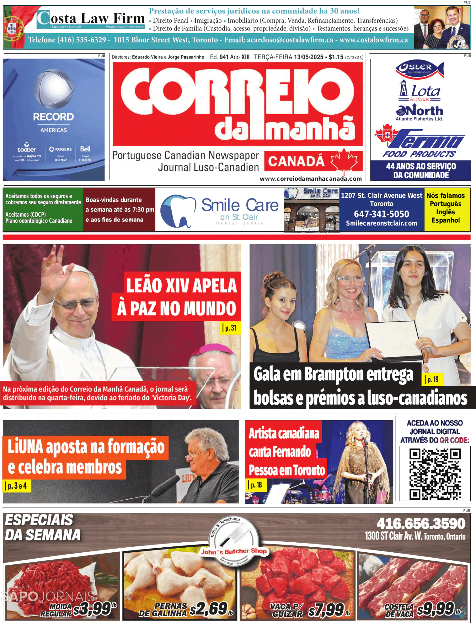 Capa Correio da Manhã-Canada
