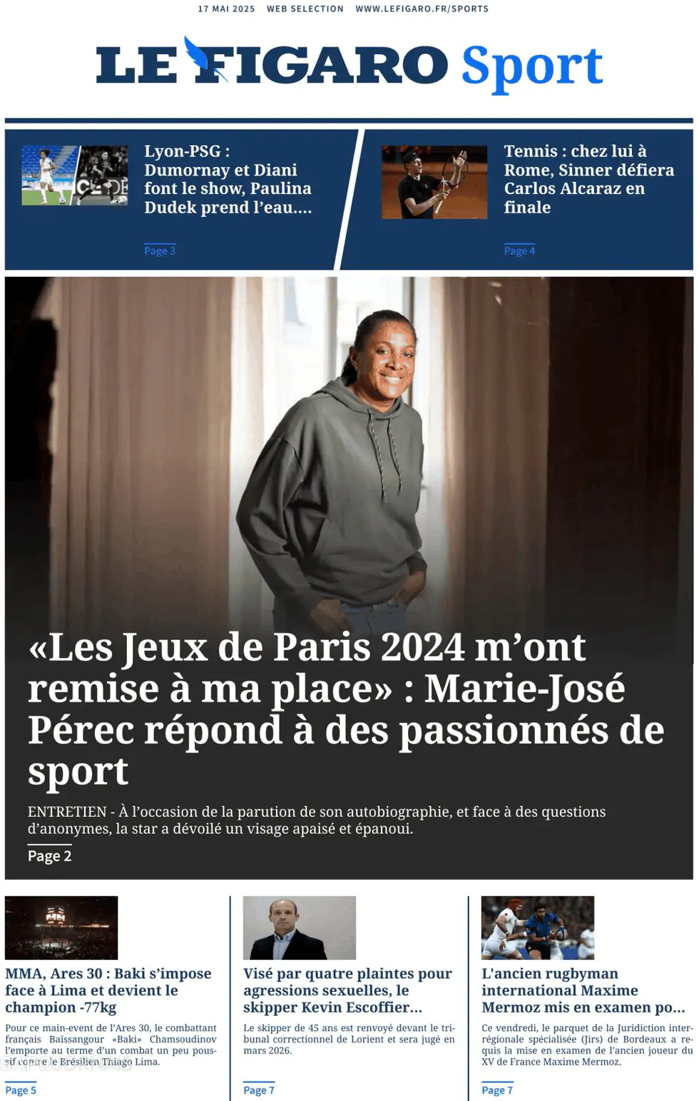Capa Le Figaro Sport