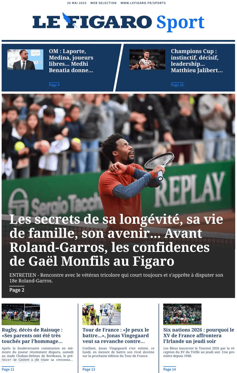 Capa Le Figaro Sport