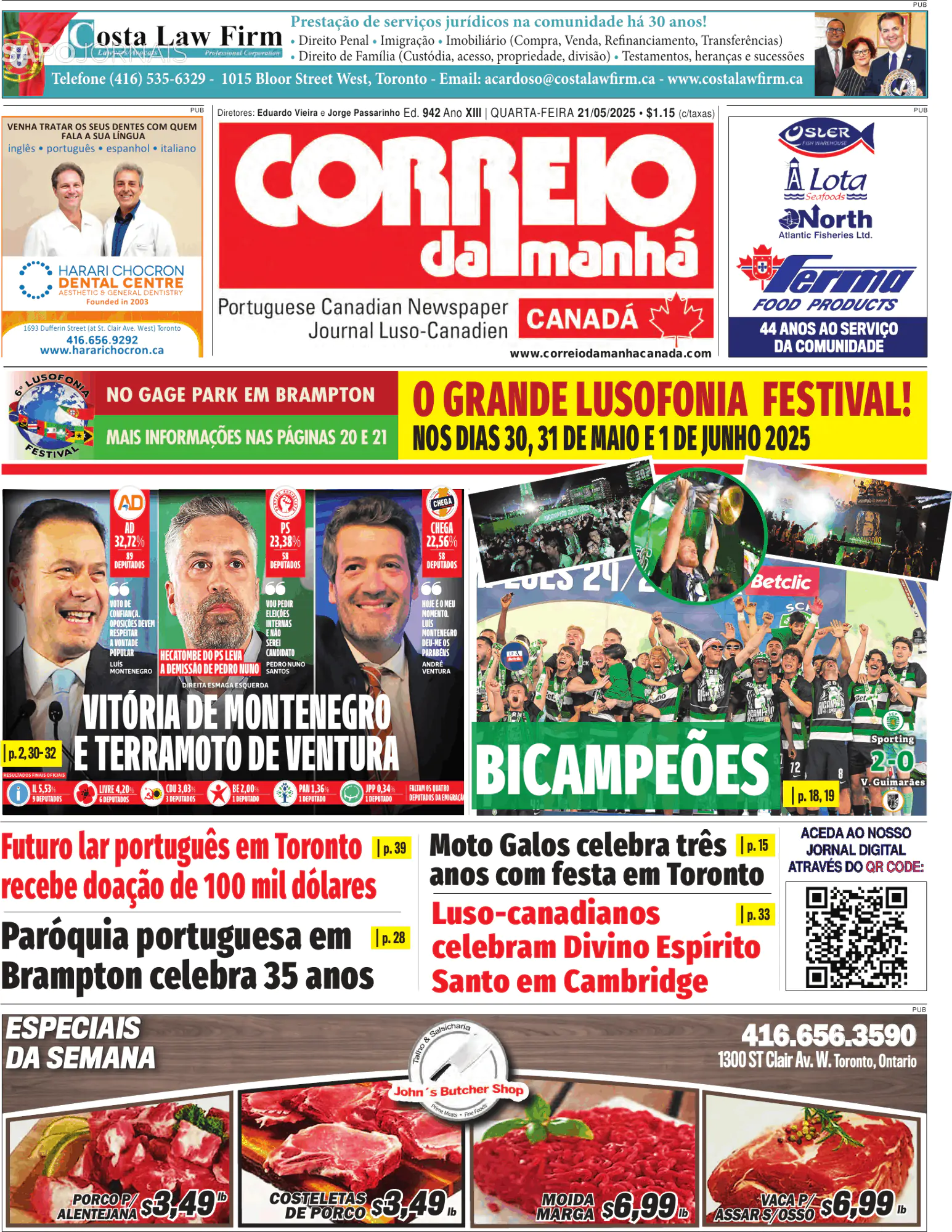Capa Correio da Manhã-Canada
