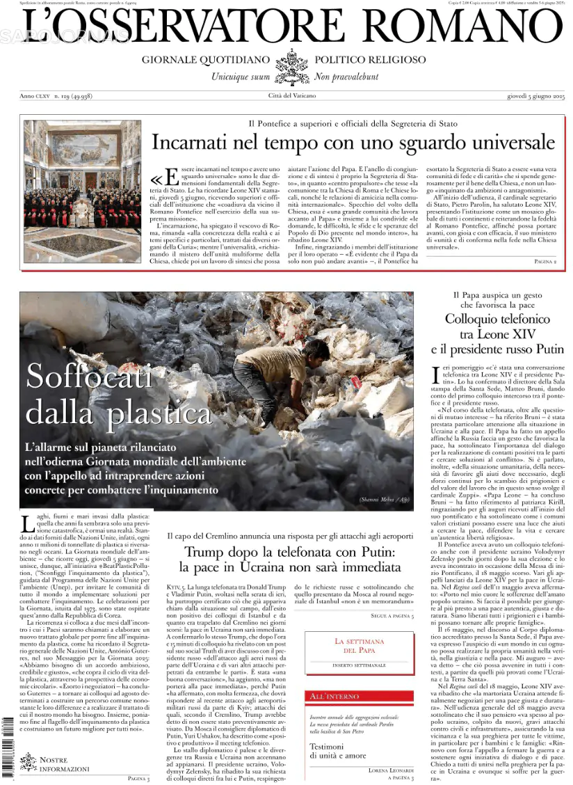 Capa L'Osservatore Romano