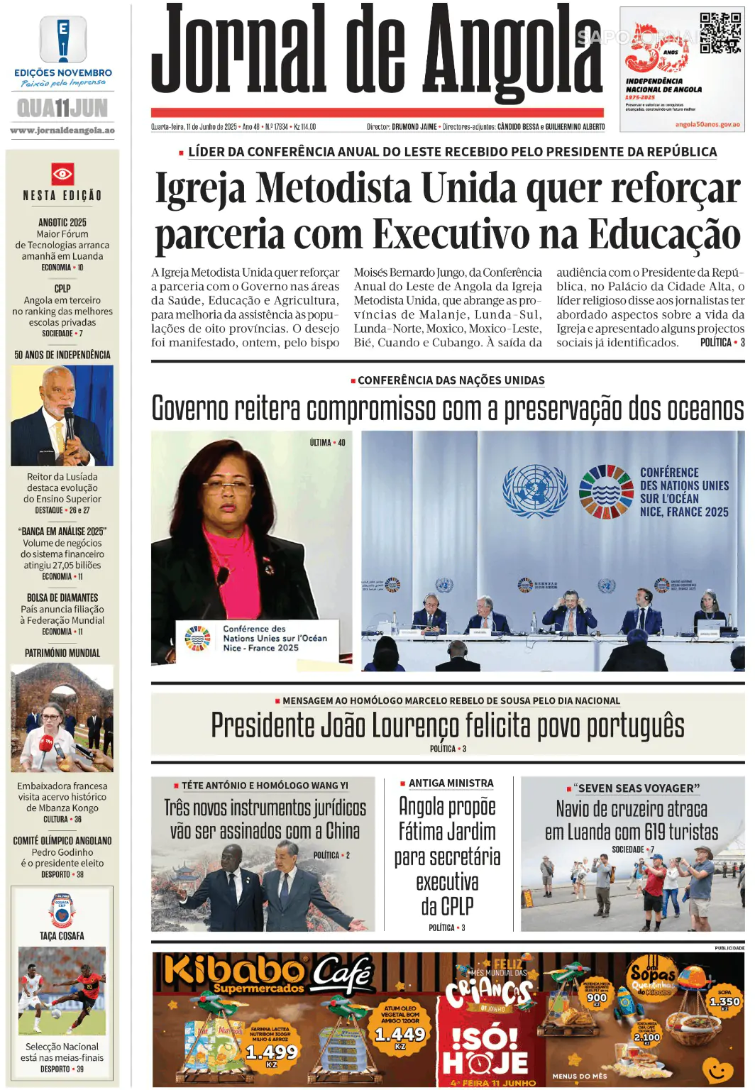 Capa Jornal de Angola