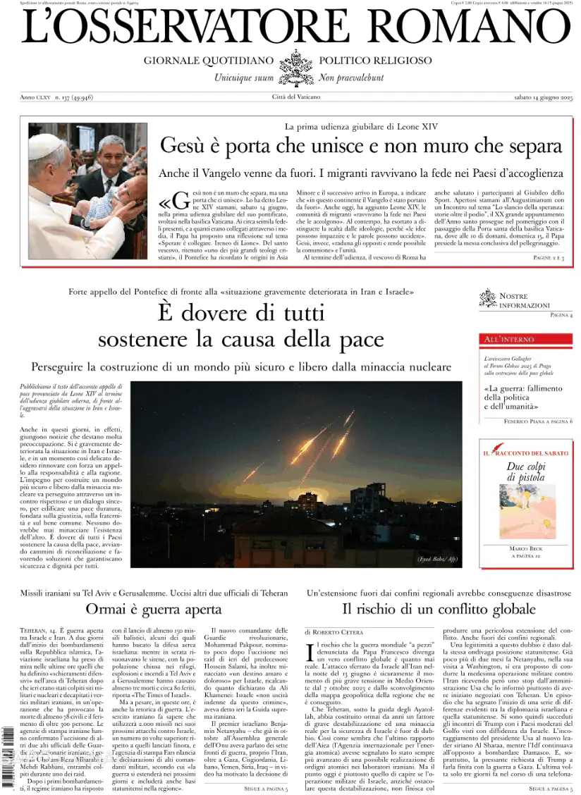 Capa L'Osservatore Romano