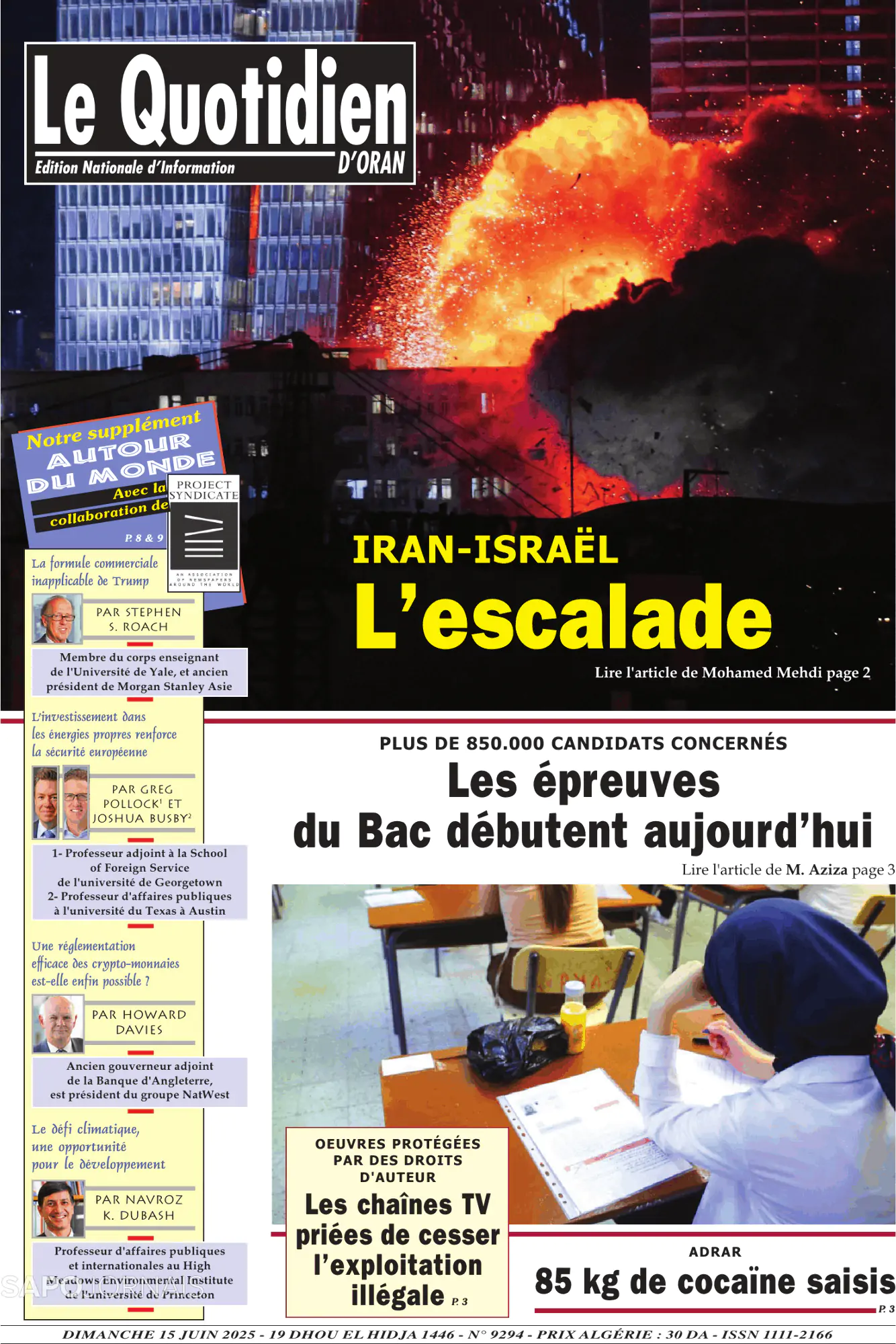 Capa Le Quotidien D’Oran