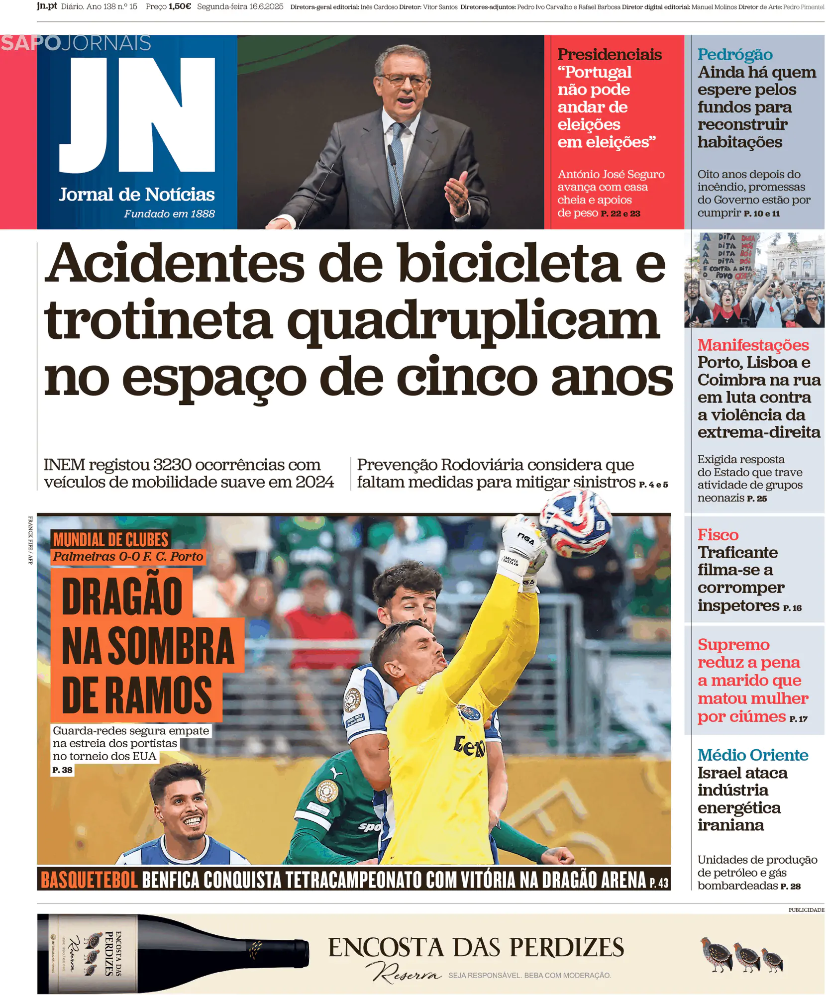 Capa Jornal de Notícias