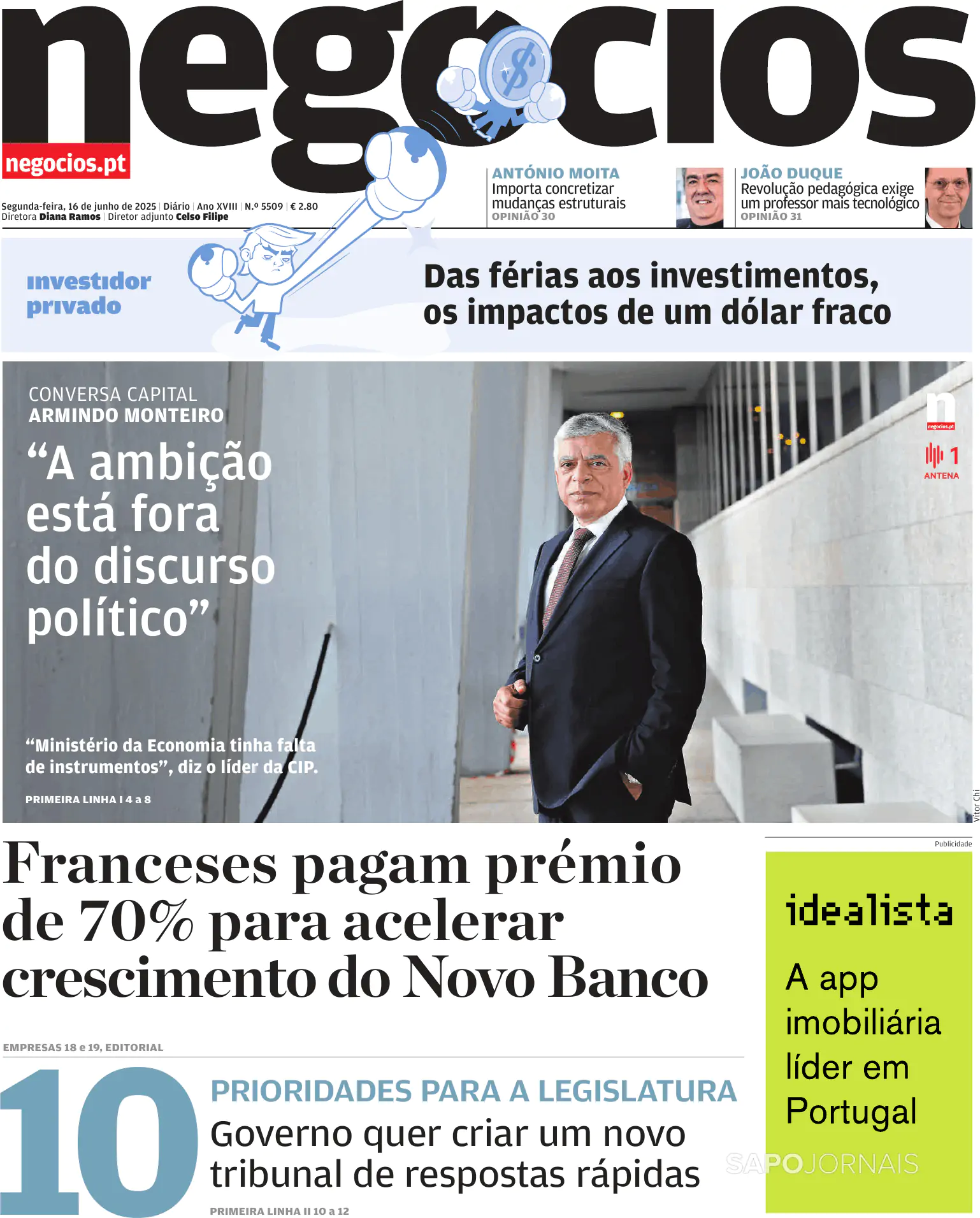 Capa Jornal de Negócios