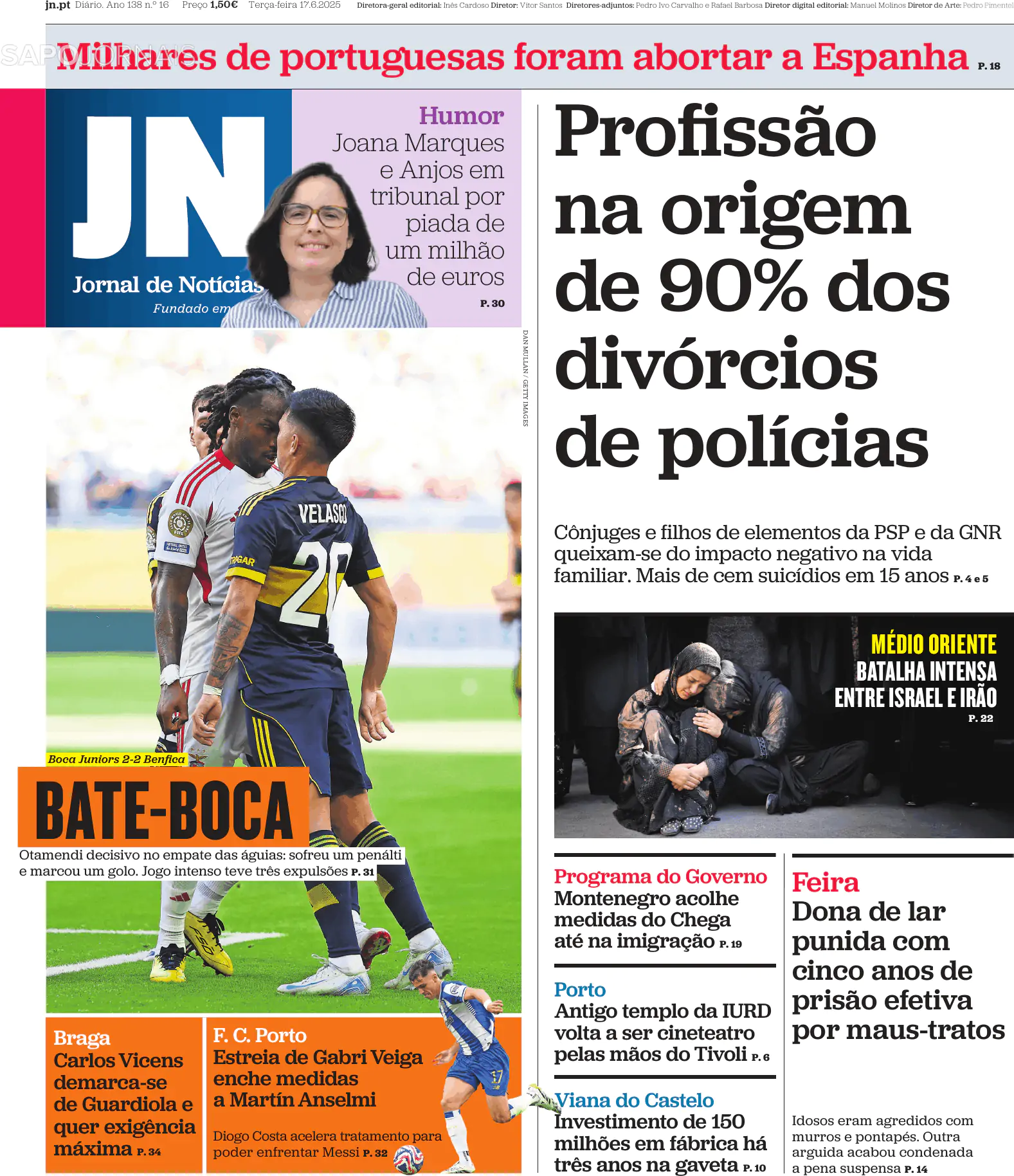 Capa Jornal de Notícias