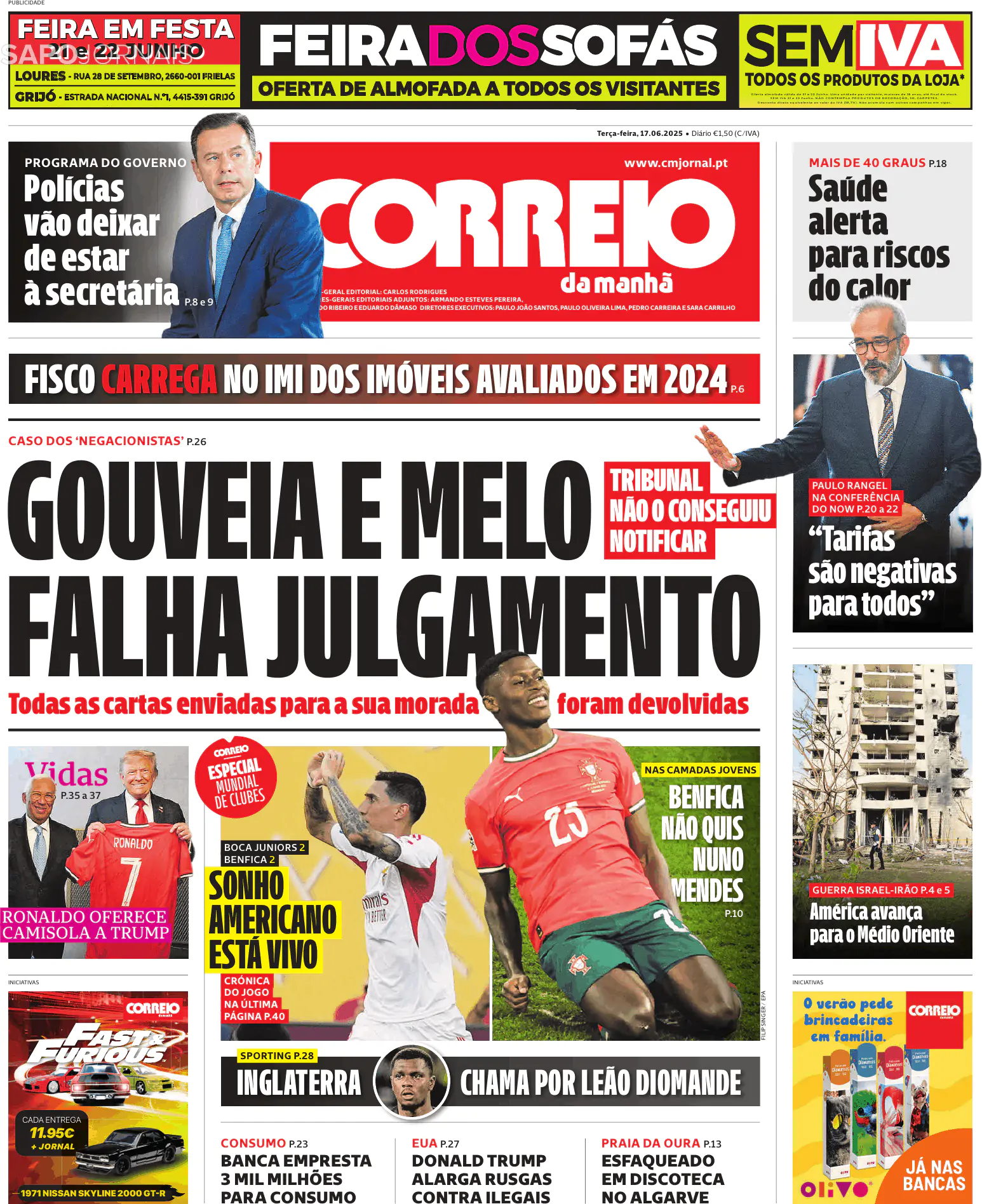 Capa Correio da Manhã