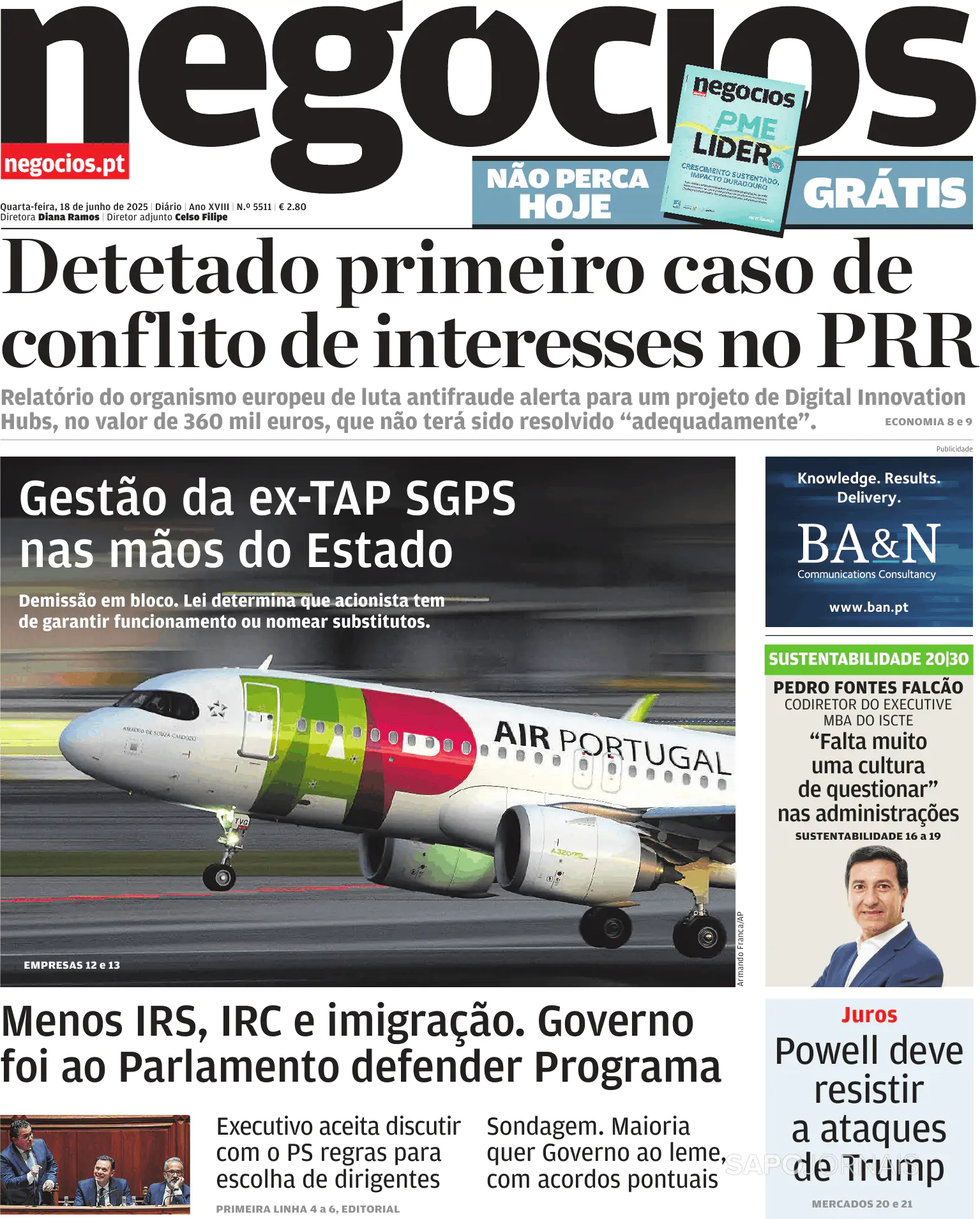 Capa Jornal de Negócios