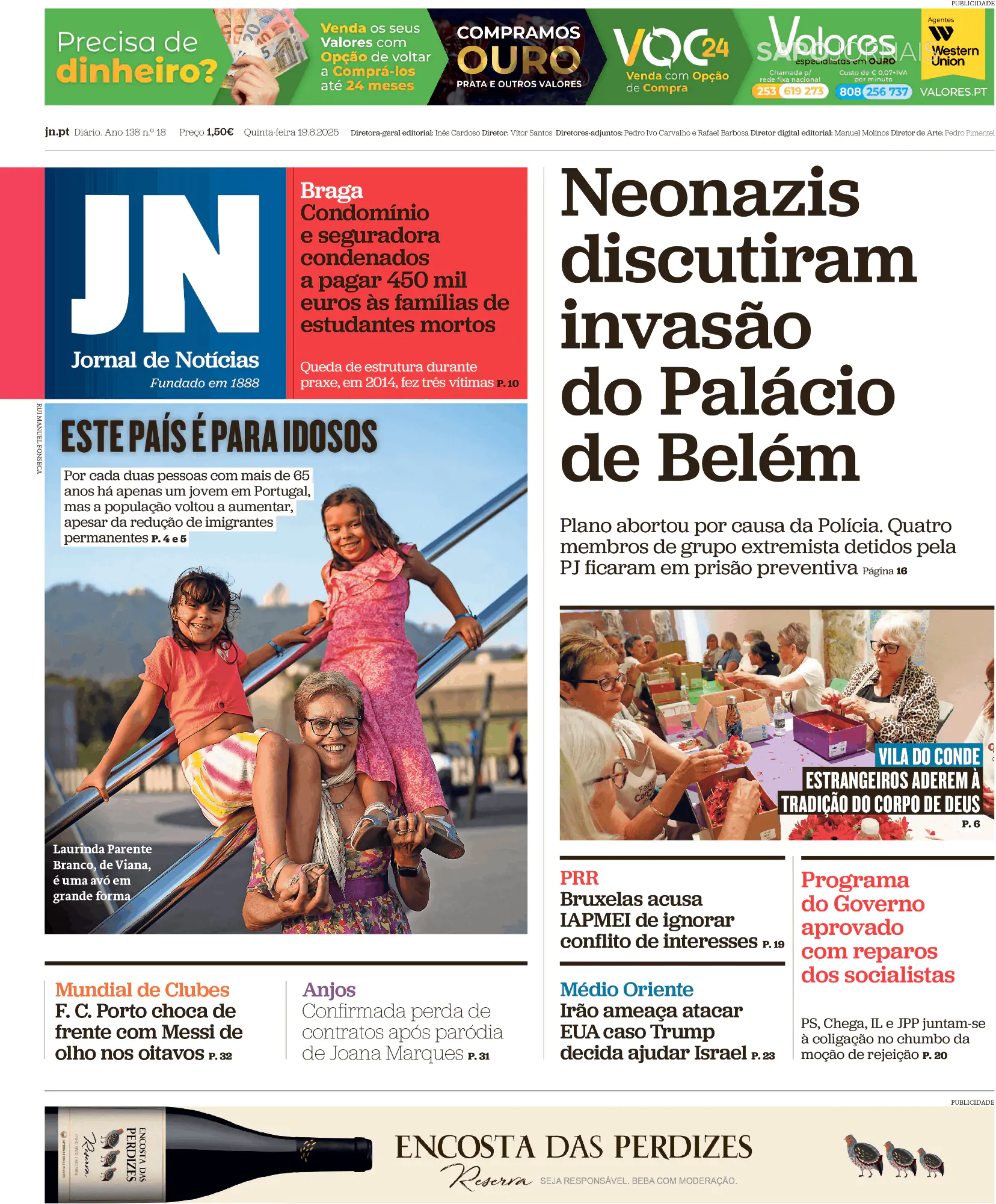 Capa Jornal de Notícias