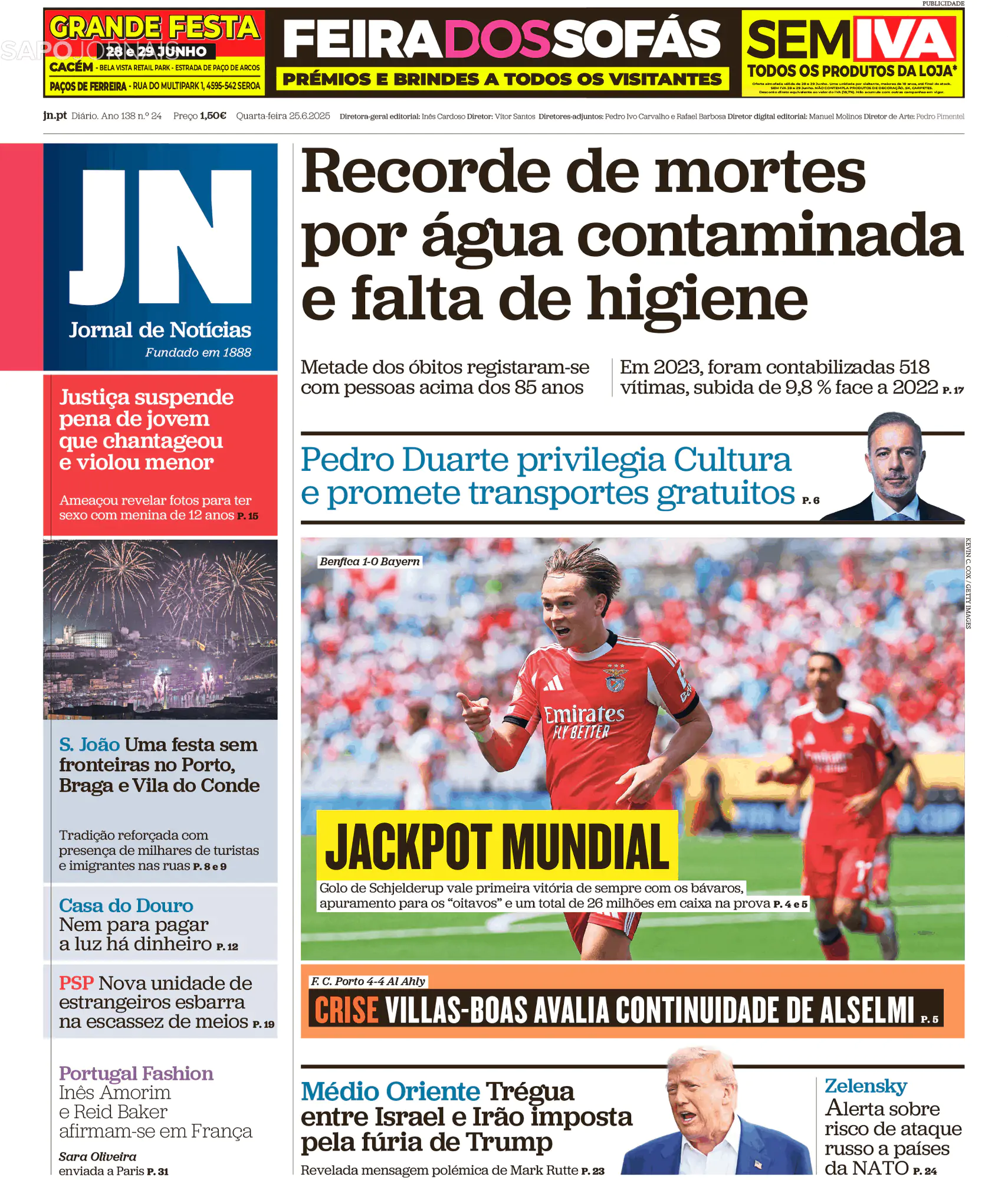 Capa Jornal de Notícias