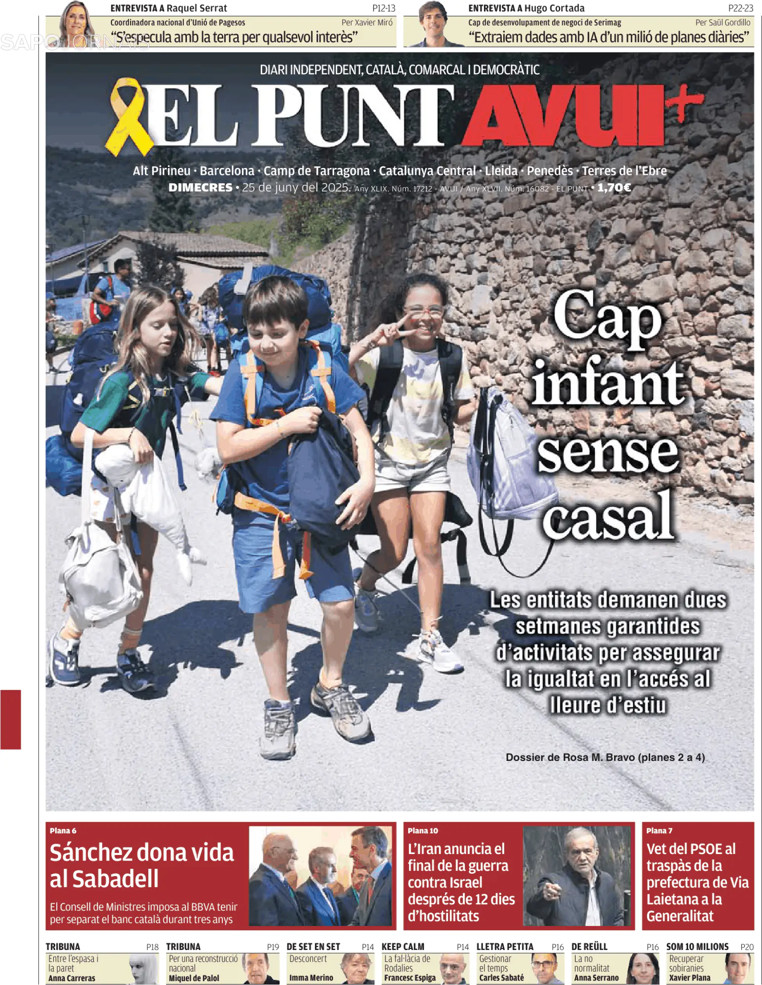 Capa El Punt Avui | Nacional