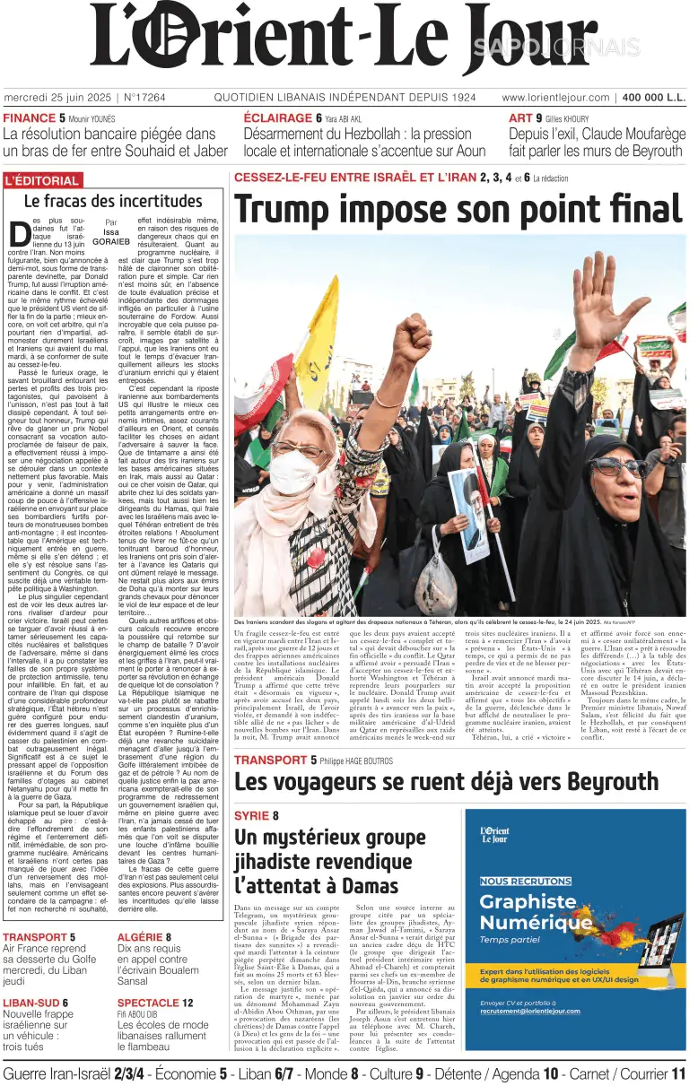 Capa L'orient le jour