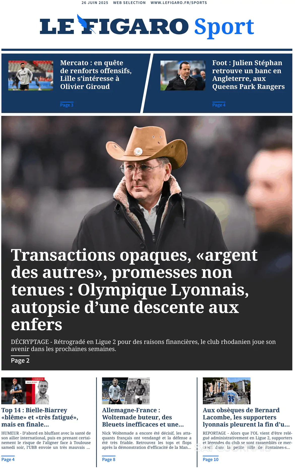 Capa Le Figaro Sport