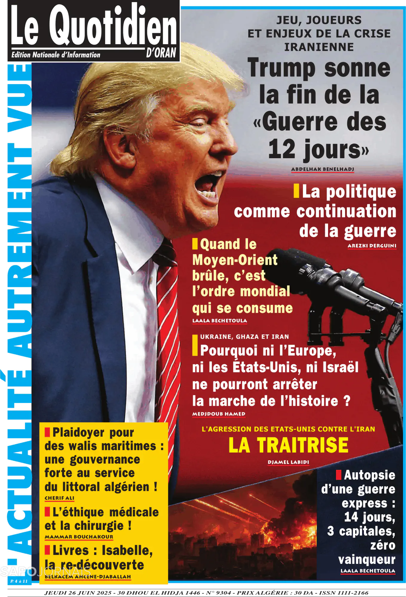 Capa Le Quotidien D’Oran