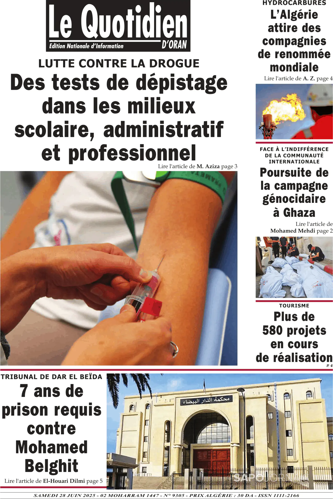 Capa Le Quotidien D’Oran