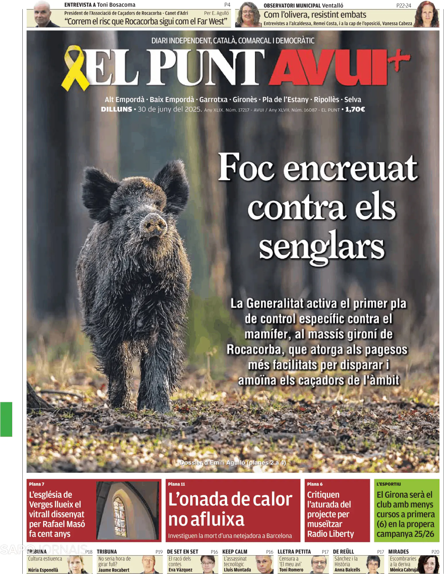 Capa El Punt Avui | Edició Girona