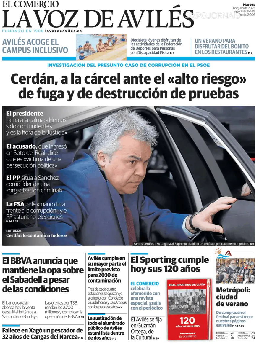 Capa El Comercio La Voz de Avilés