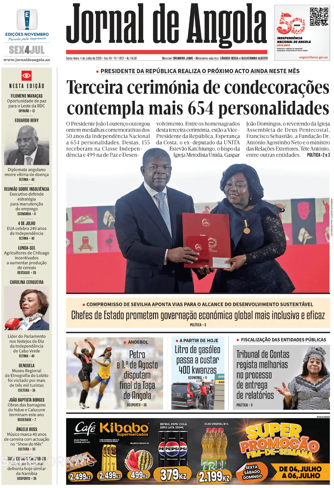 Capa Jornal de Angola