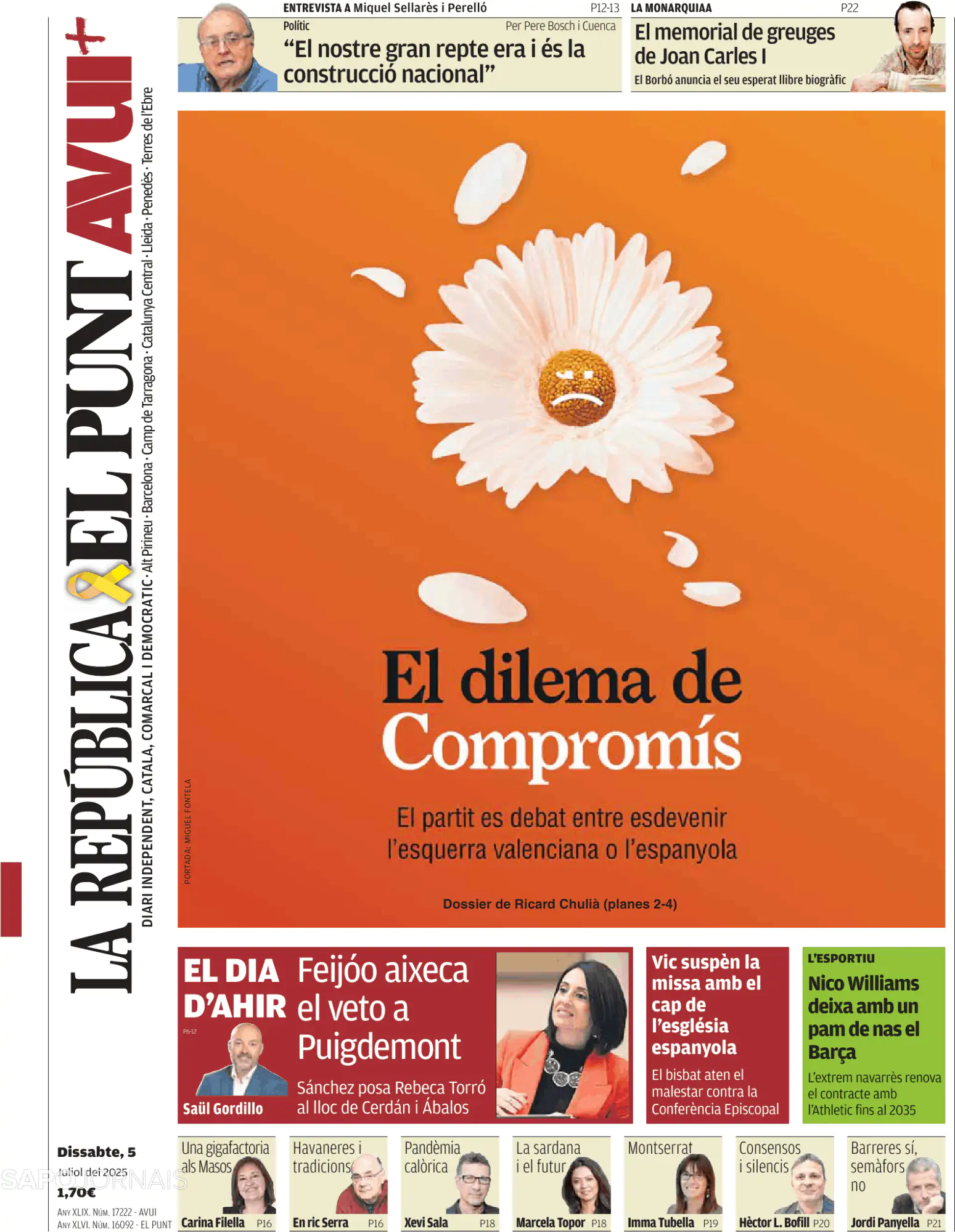 Capa El Punt Avui | Nacional
