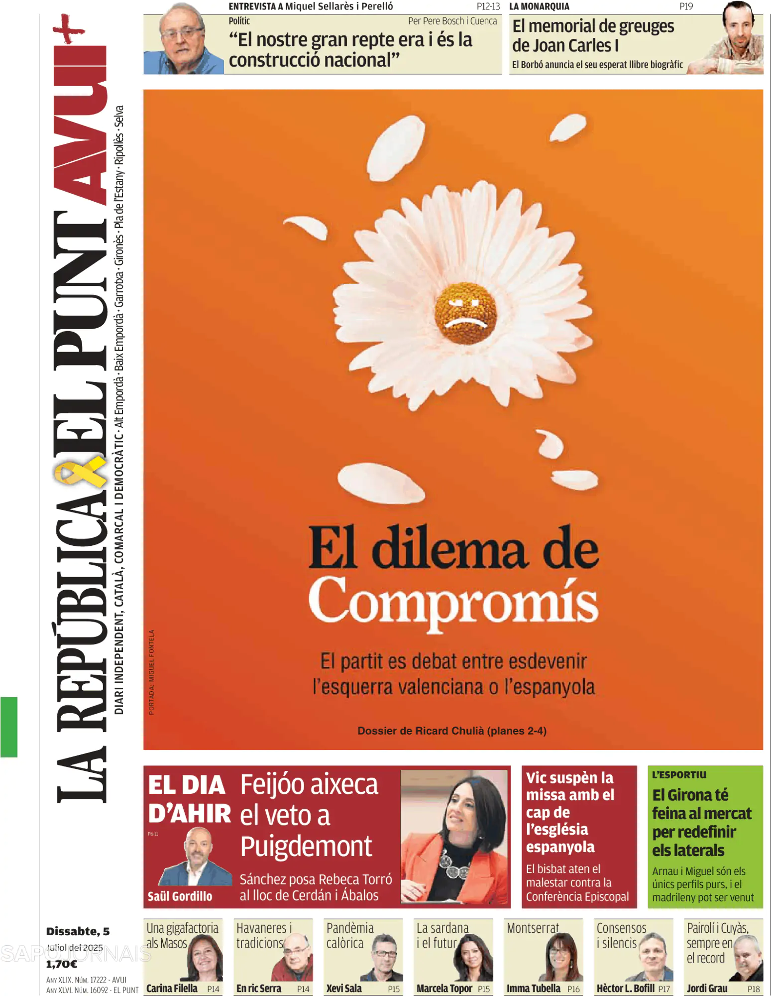 Capa El Punt Avui | Edició Girona