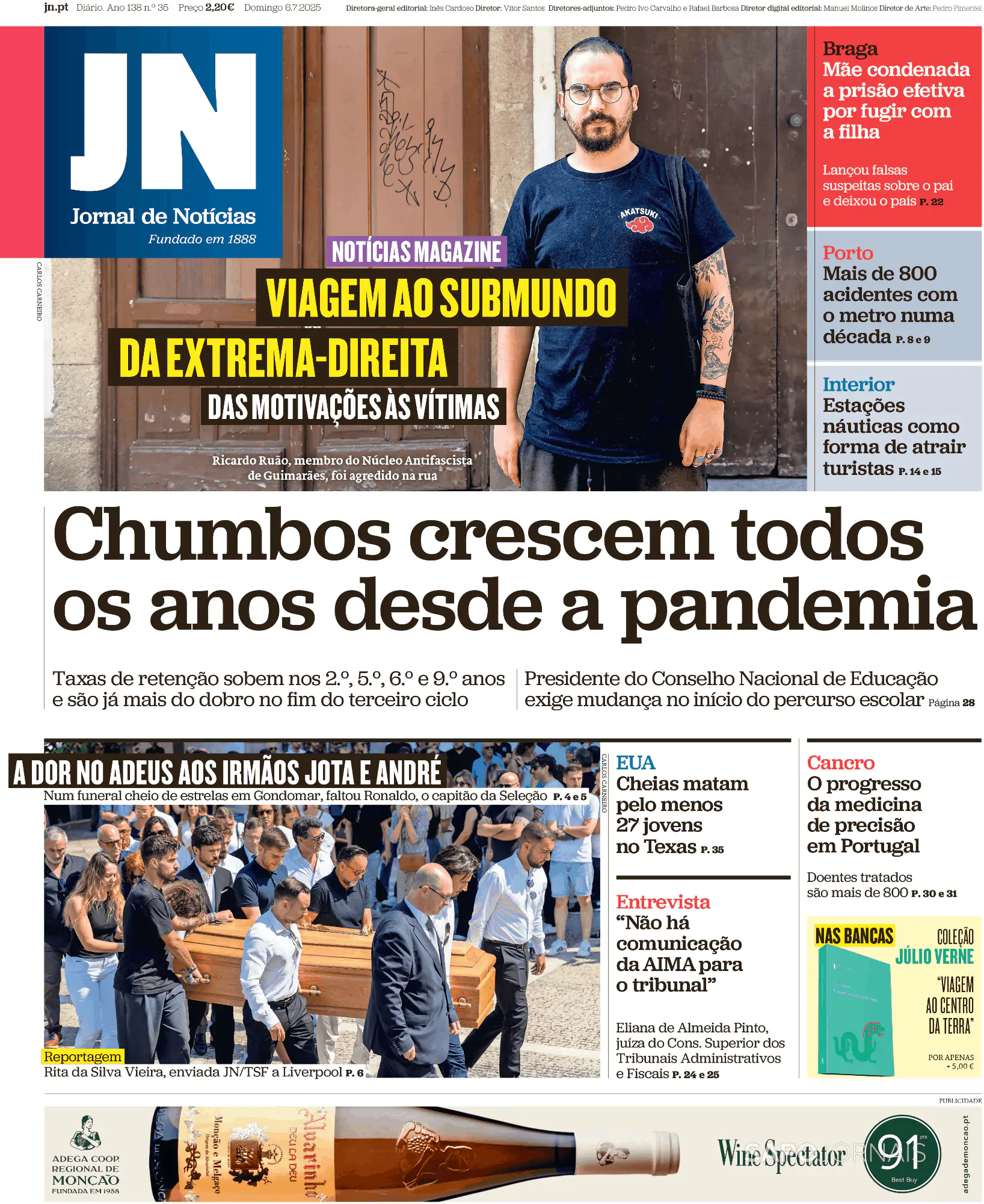 Capa Jornal de Notícias