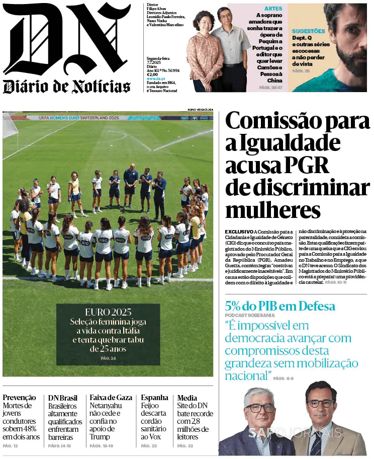 Capa Diário de Notícias