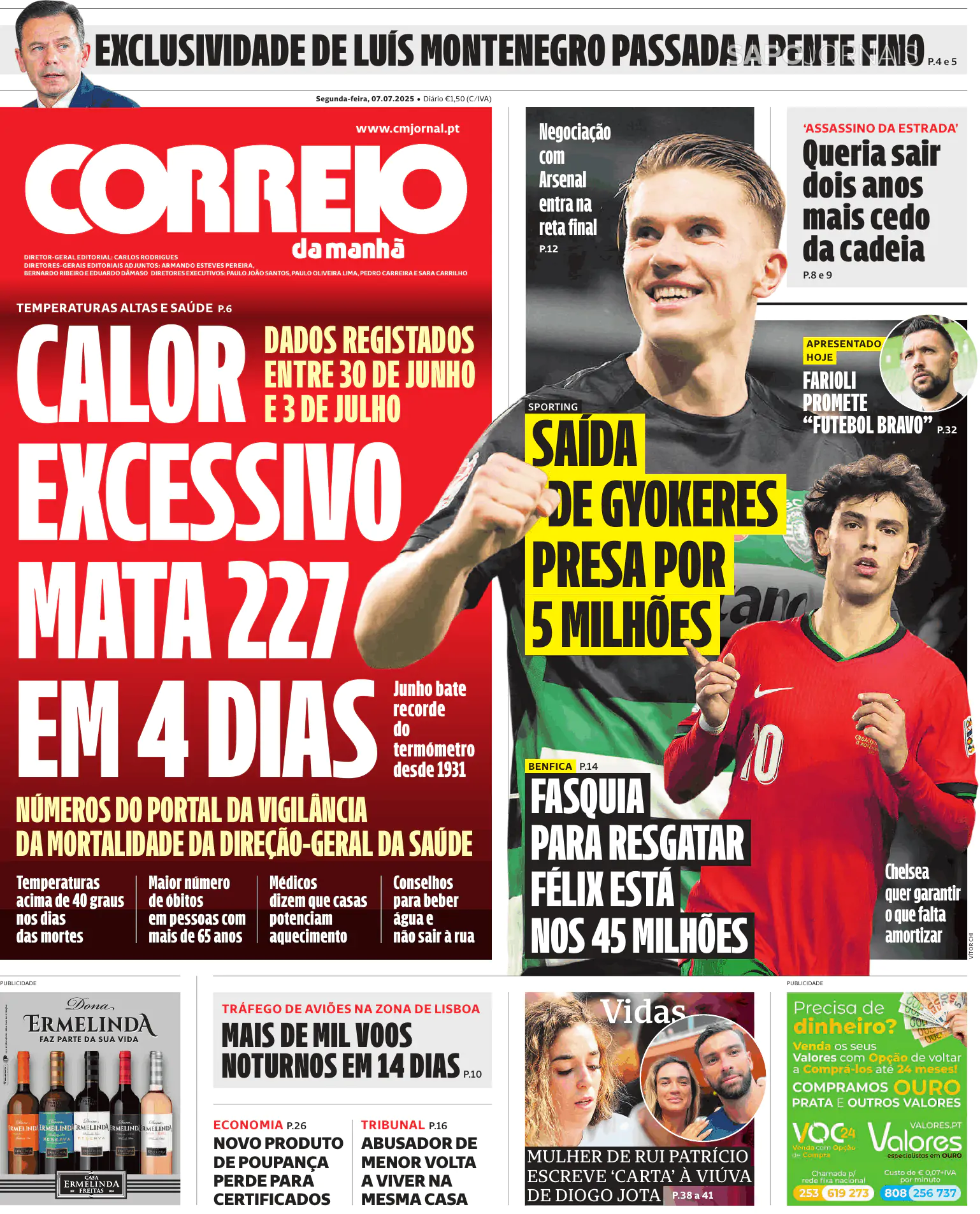 Capa Correio da Manhã