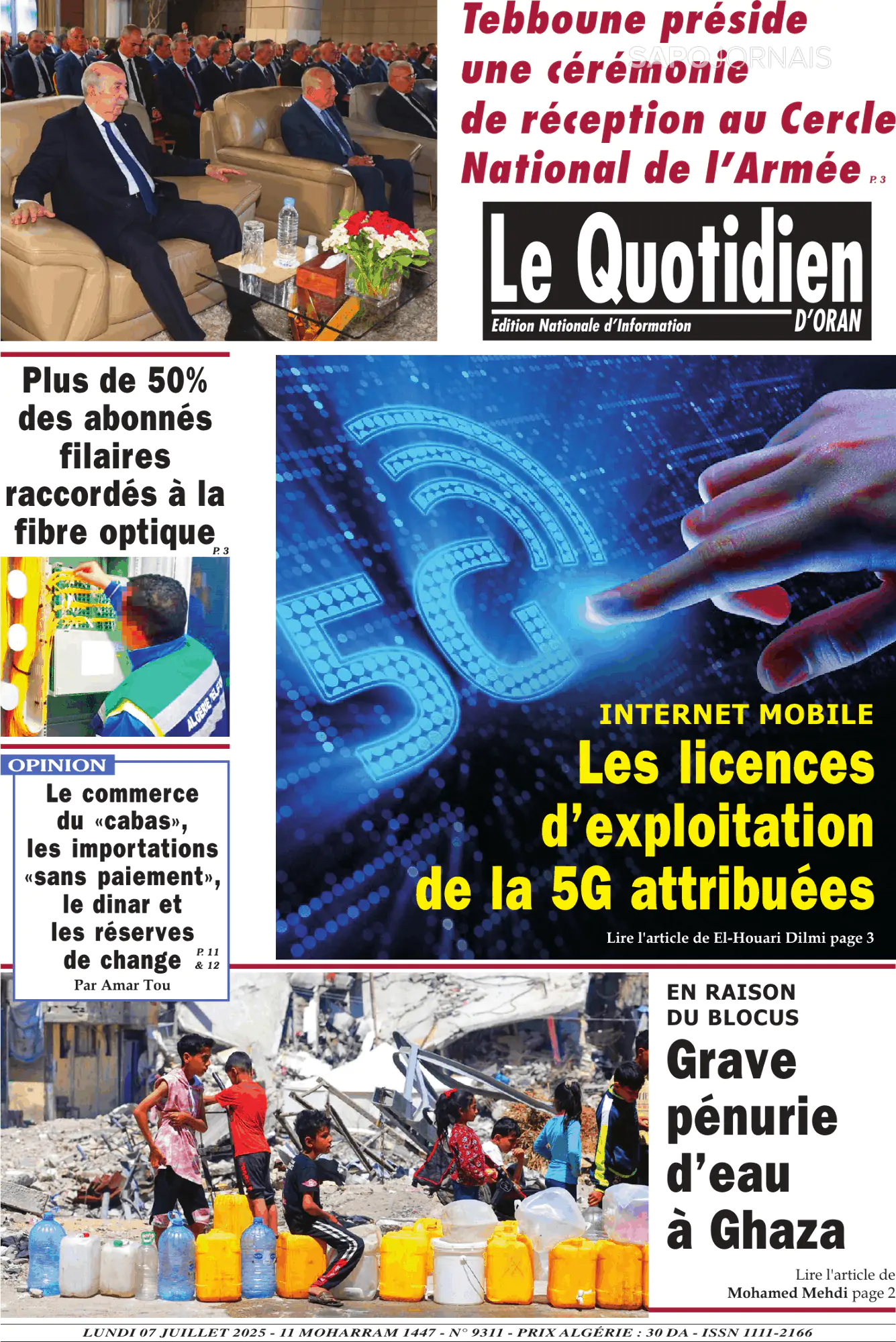 Capa Le Quotidien D’Oran