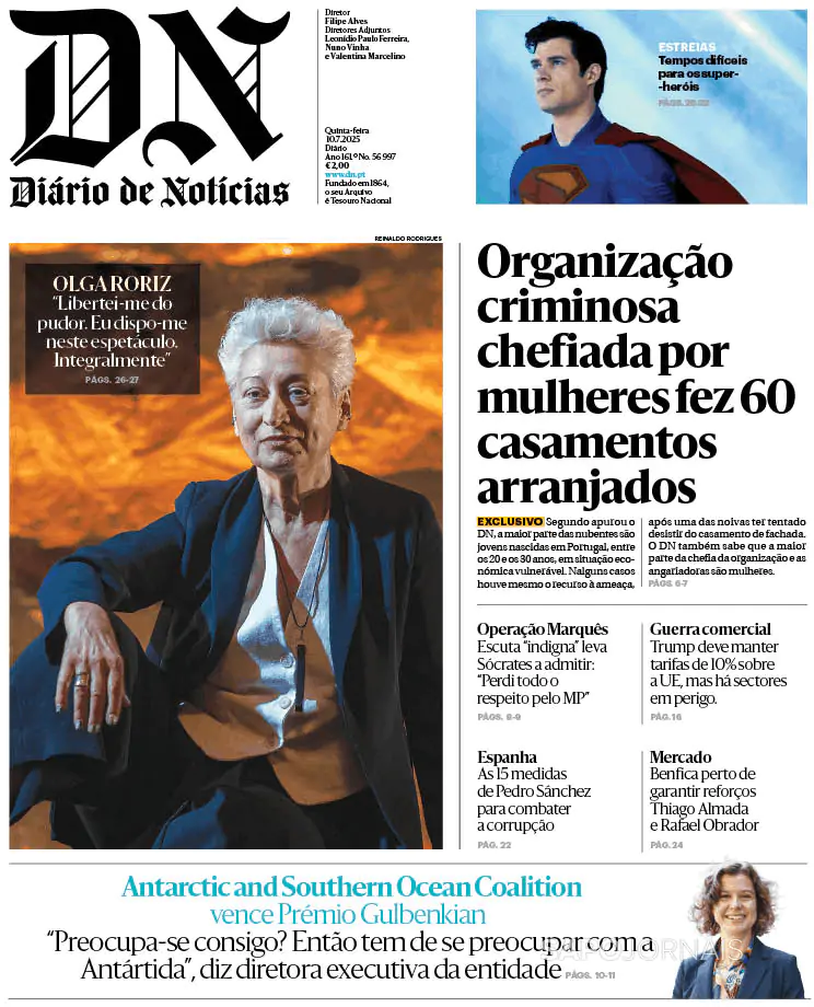 Capa Diário de Notícias