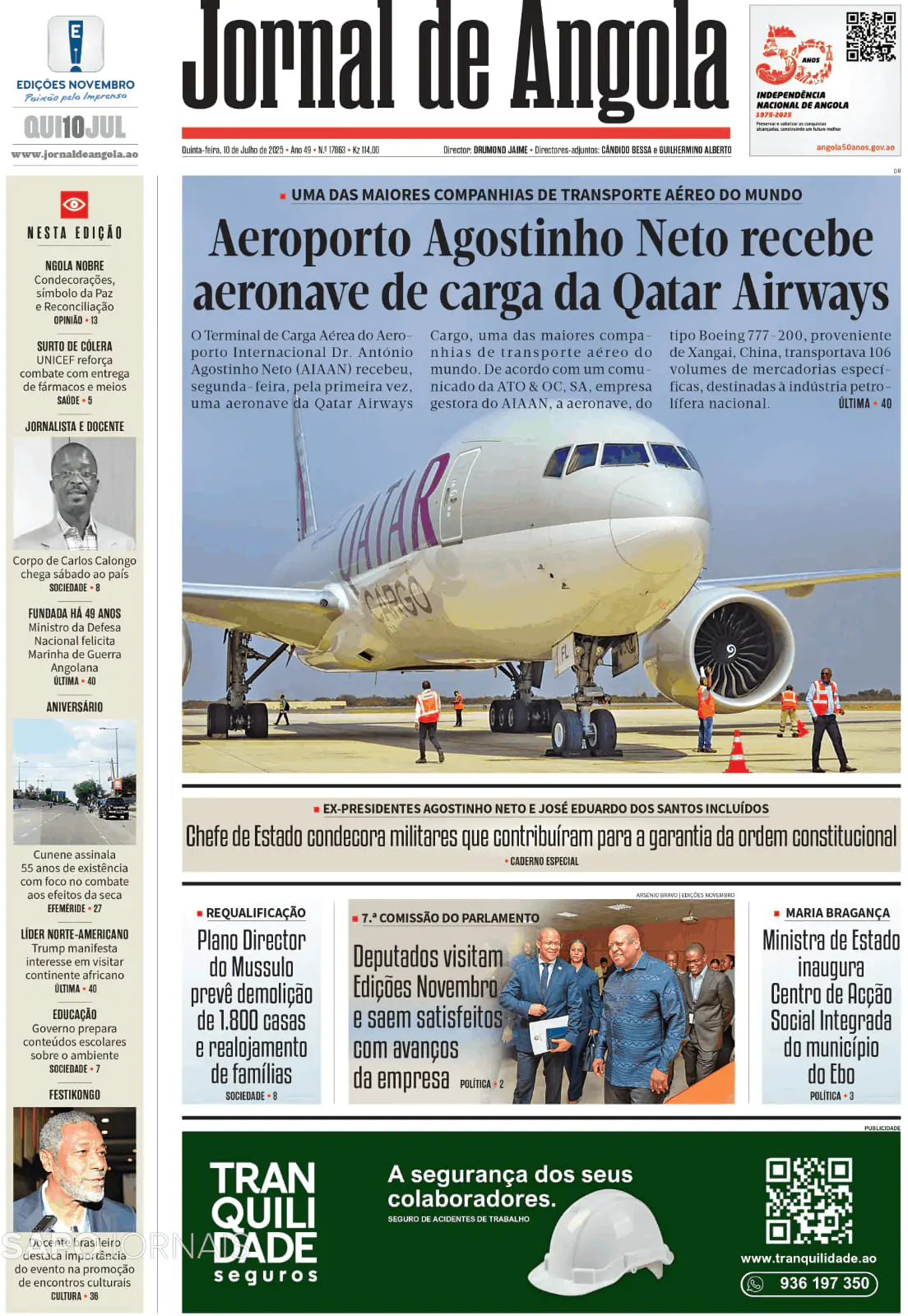 Capa Jornal de Angola
