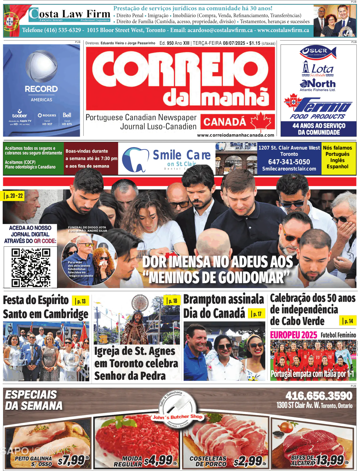 Capa Correio da Manhã-Canada