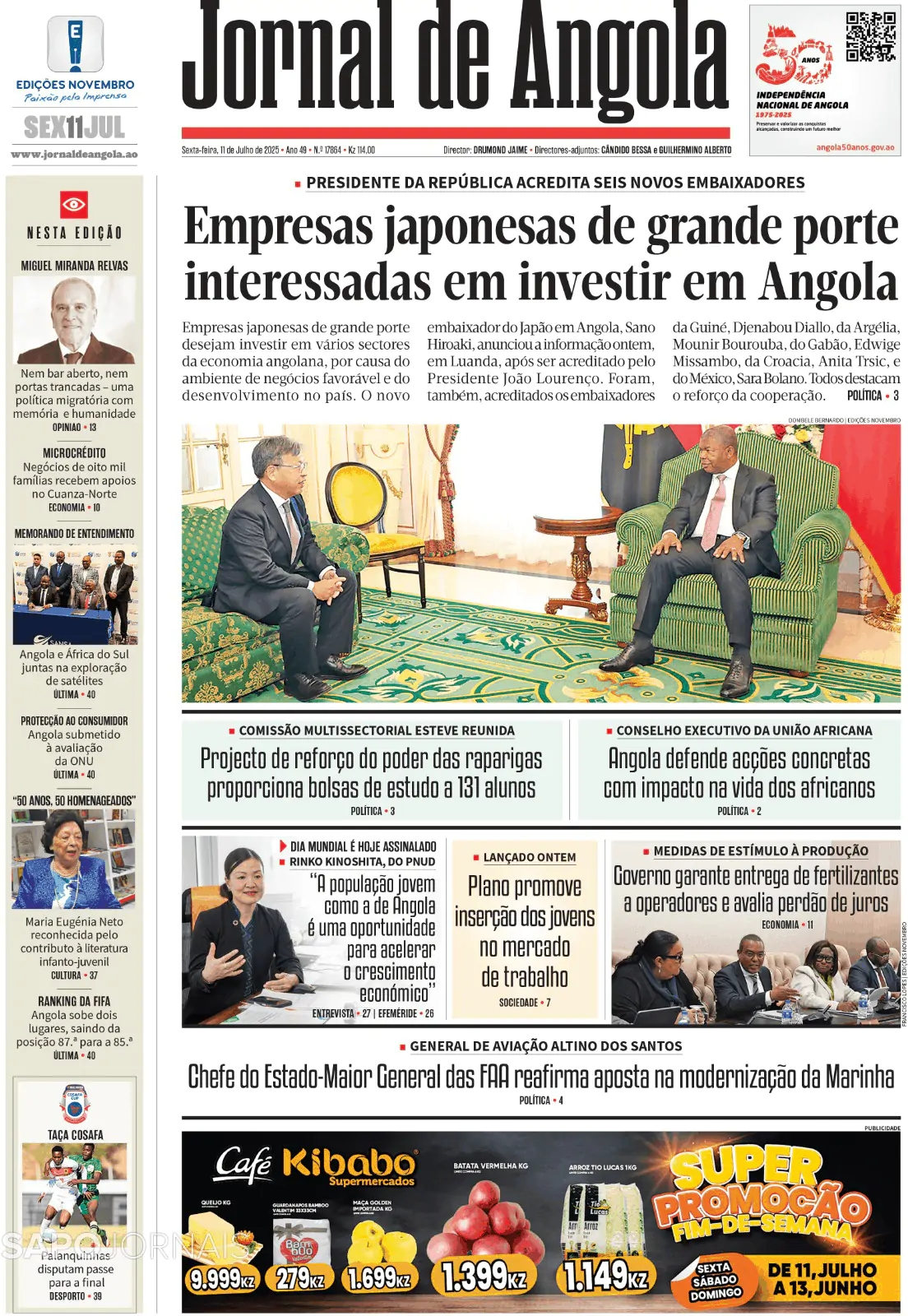 Capa Jornal de Angola