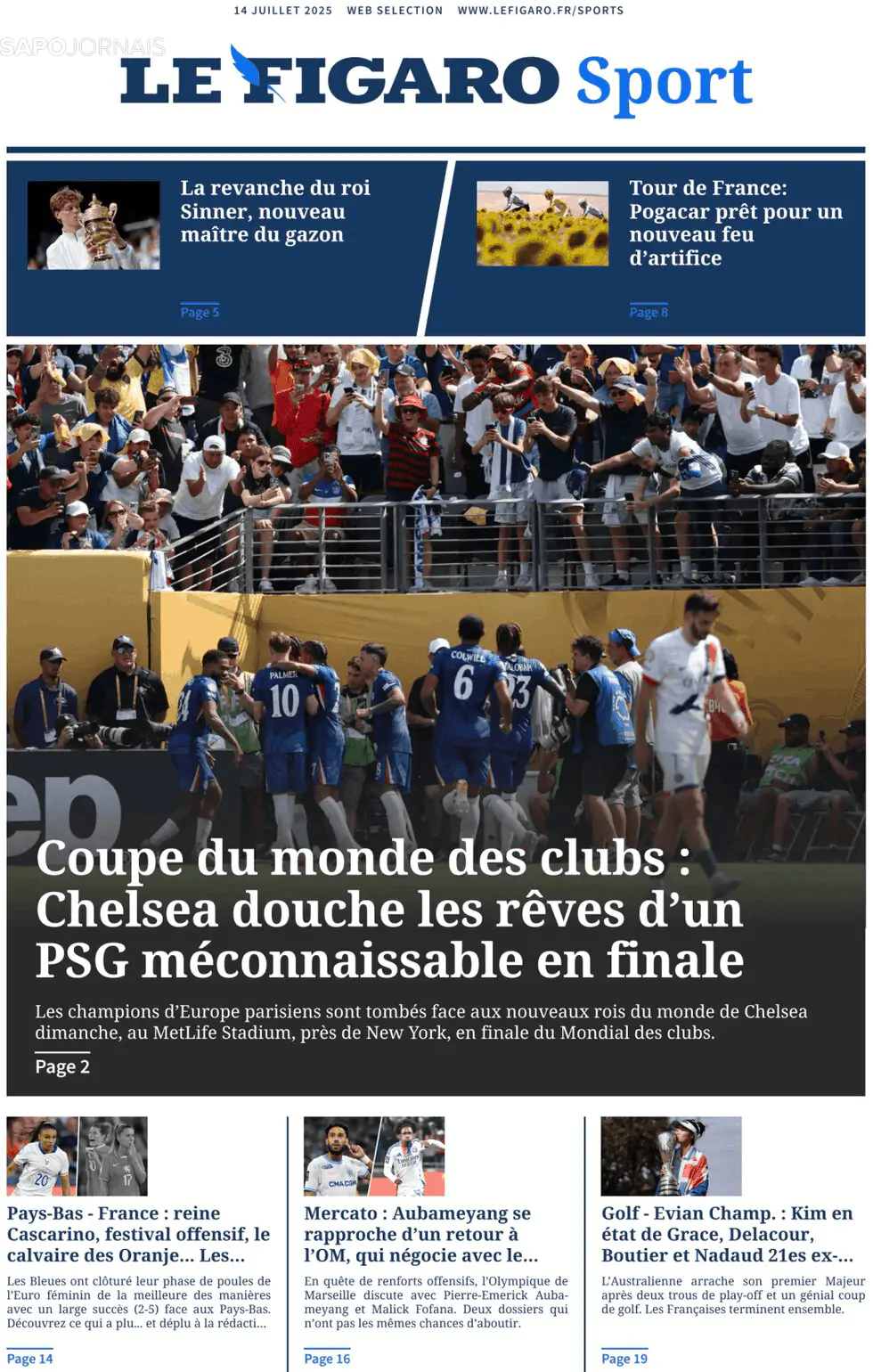 Capa Le Figaro Sport