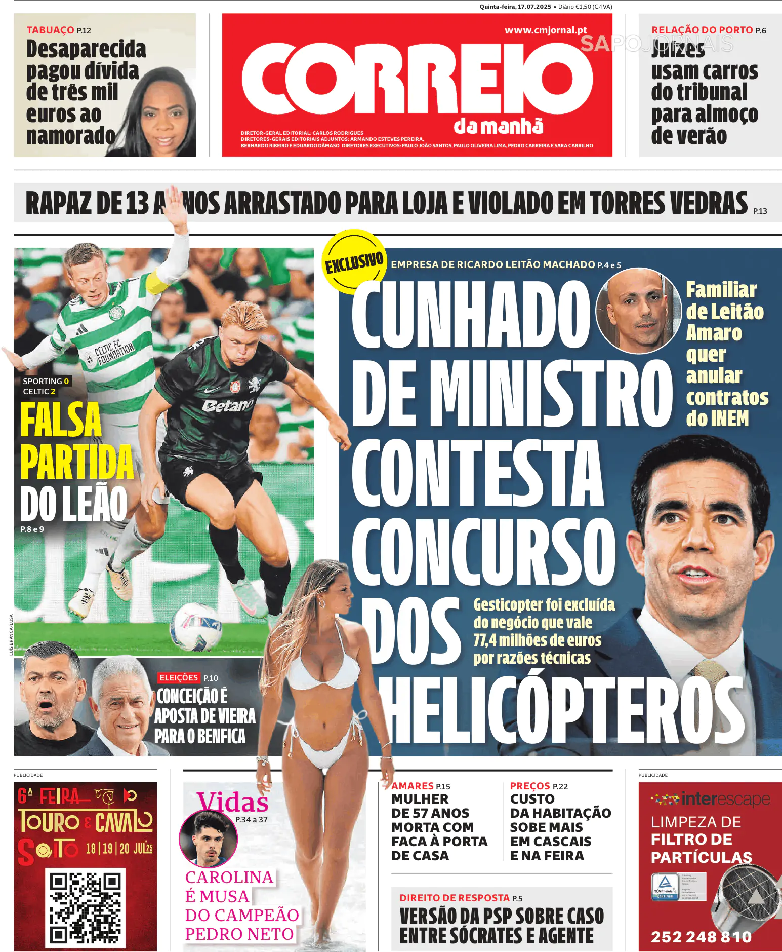 Capa Correio da Manhã