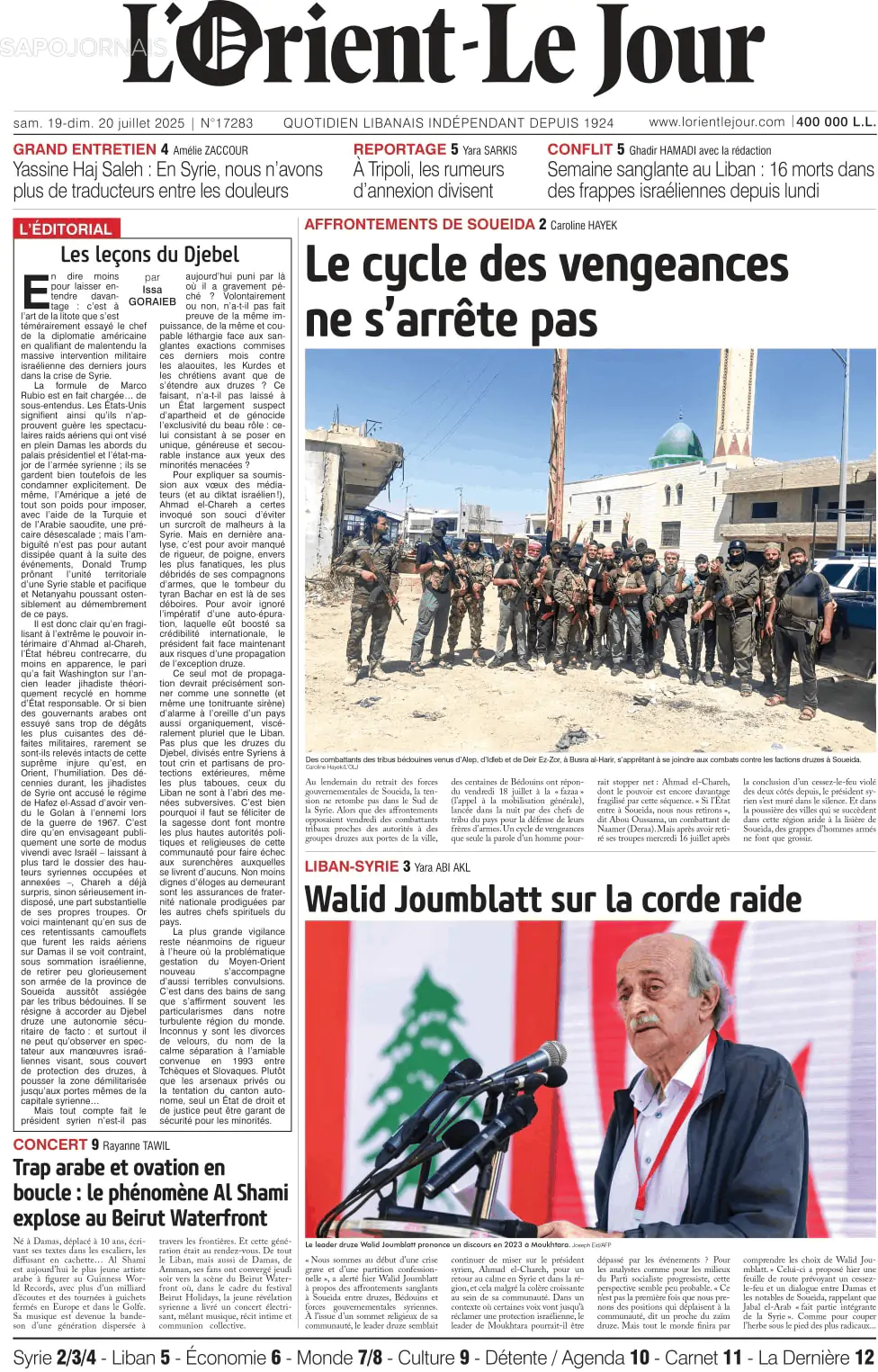 Capa L'orient le jour