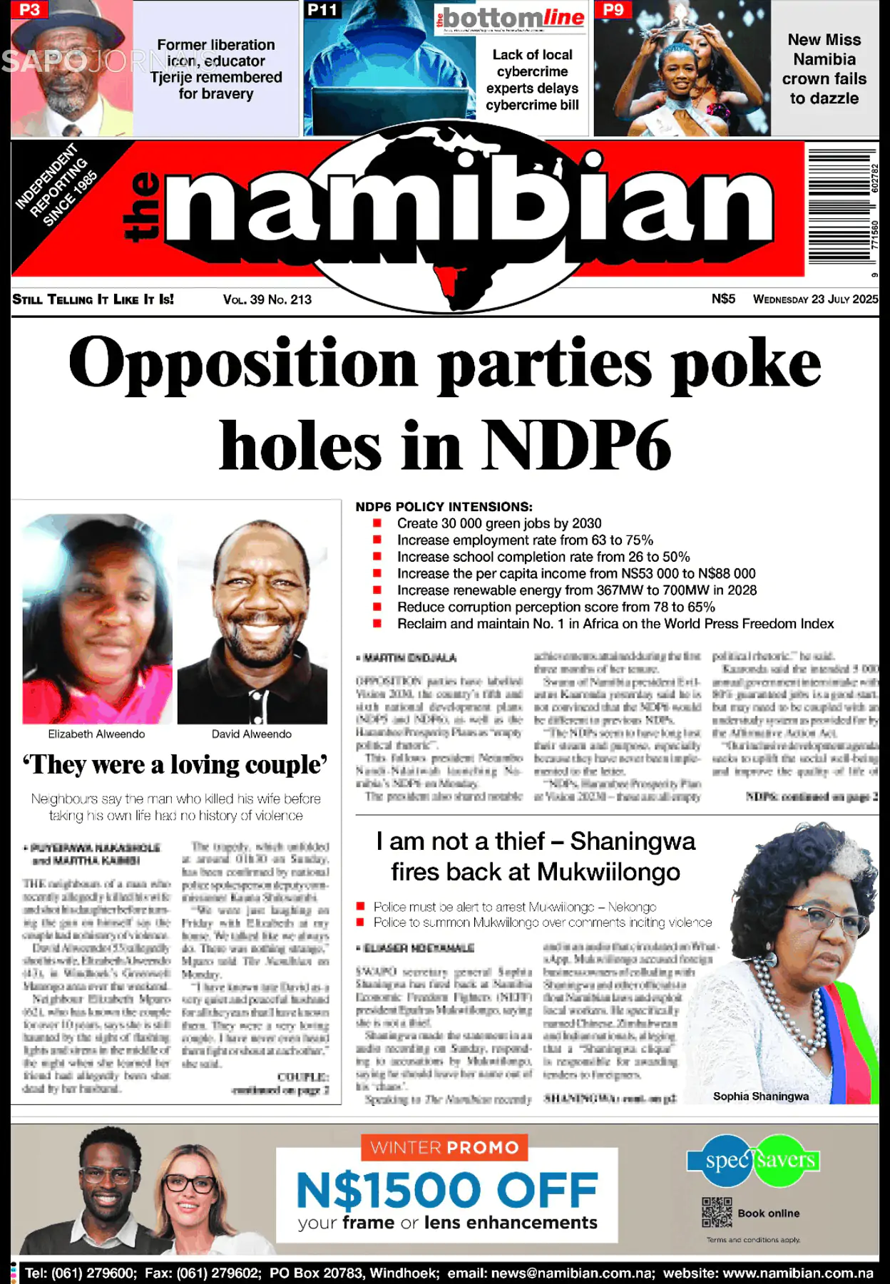 Capa The Namibian