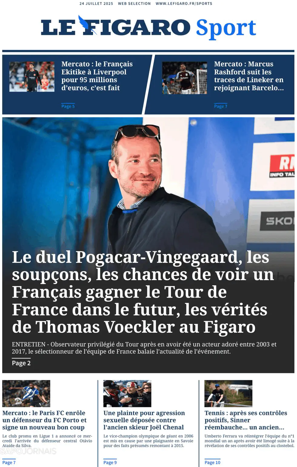 Capa Le Figaro Sport