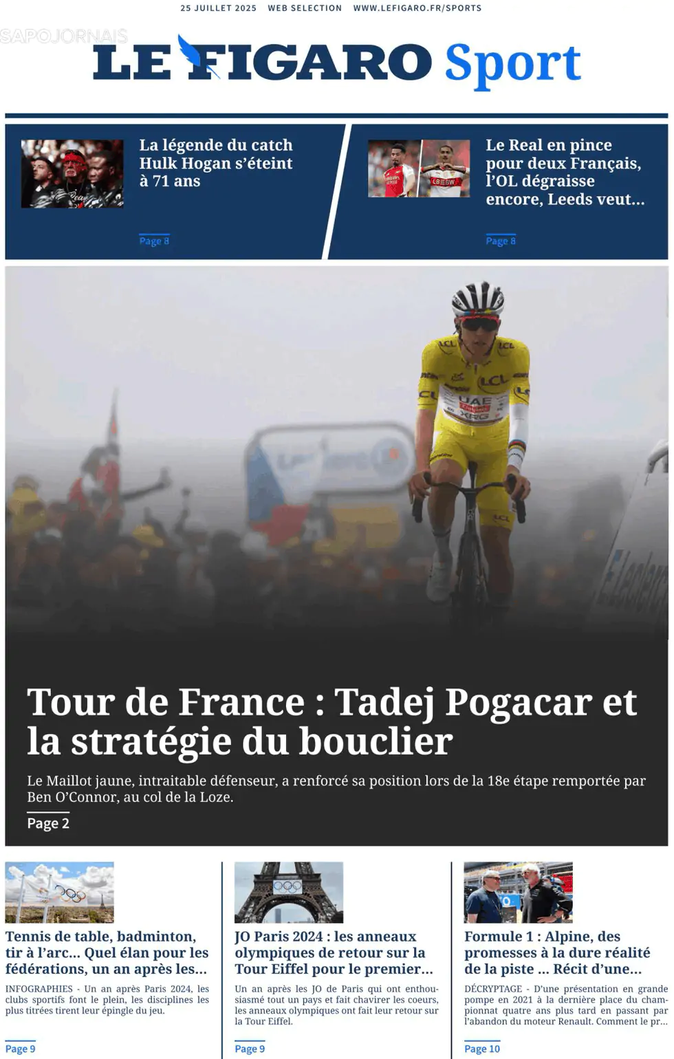 Capa Le Figaro Sport