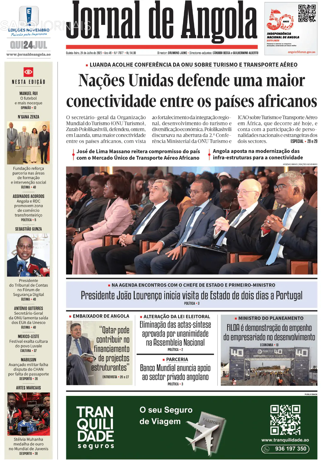 Capa Jornal de Angola