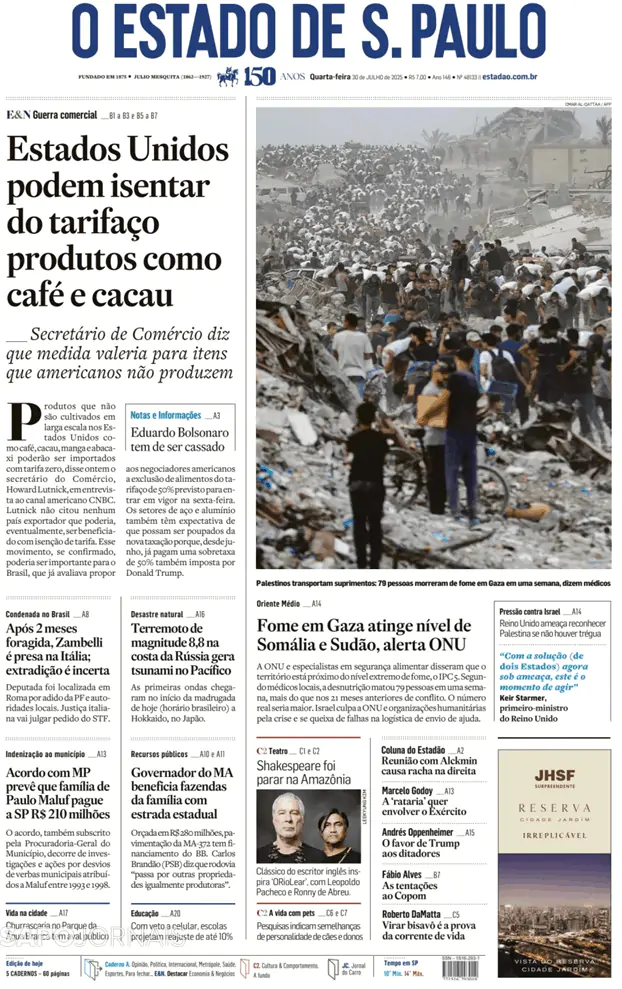 Capa O Estado de S. Paulo