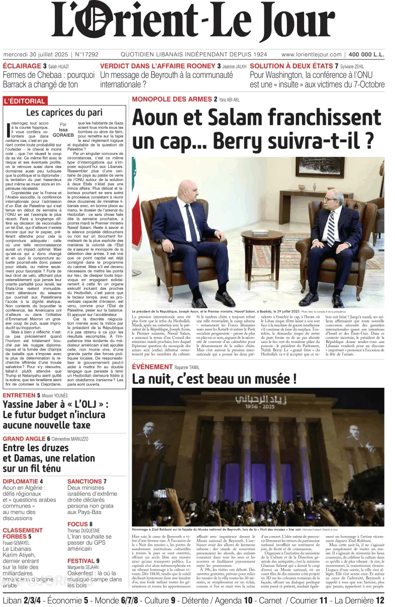 Capa L'orient le jour
