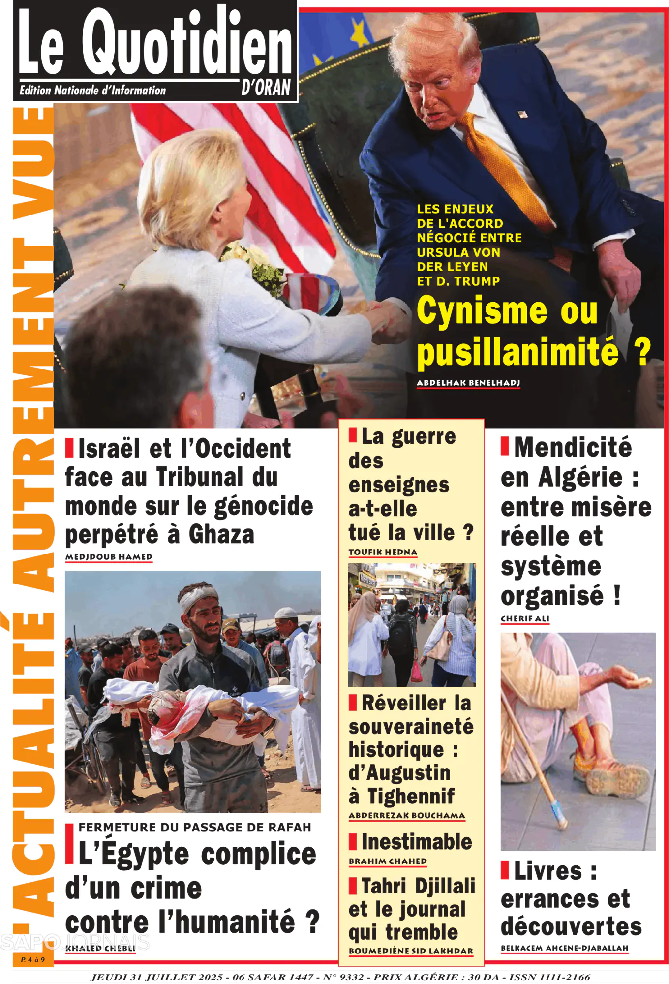 Capa Le Quotidien D’Oran