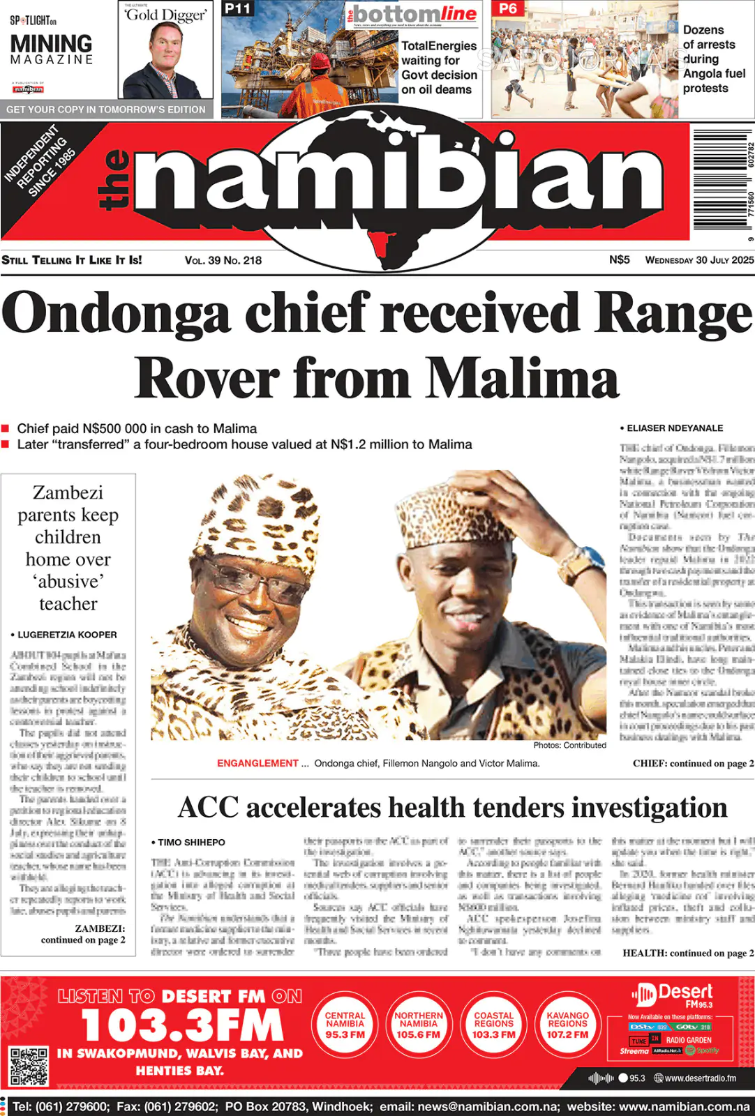 Capa The Namibian