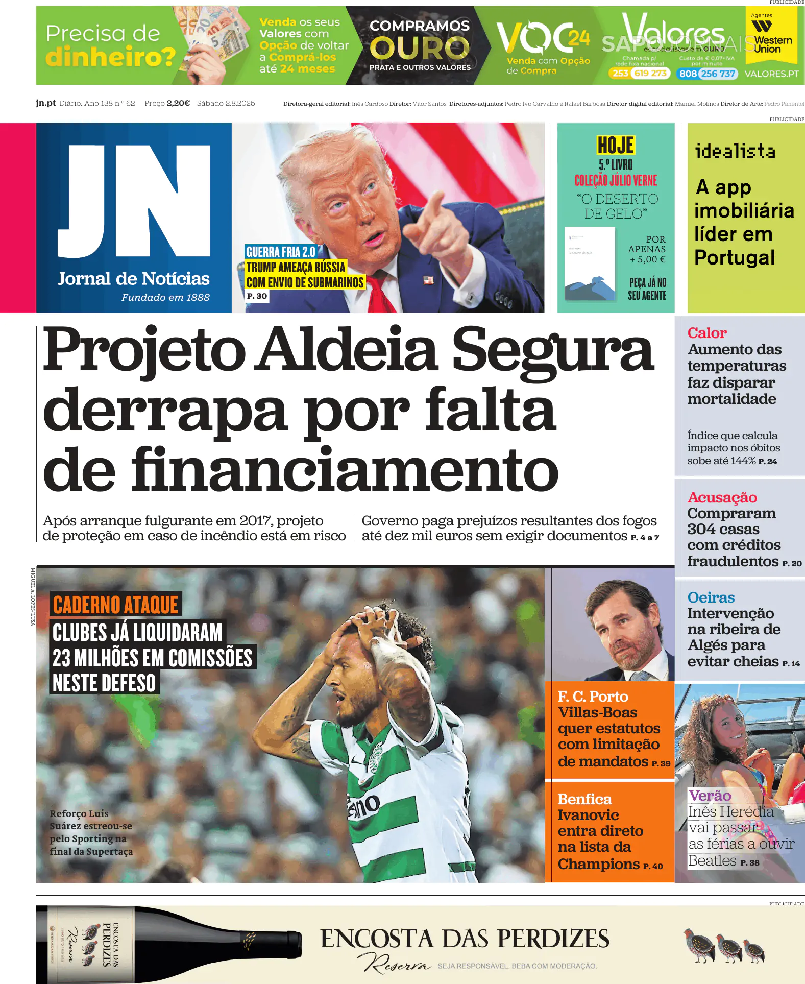 Capa Jornal de Notícias